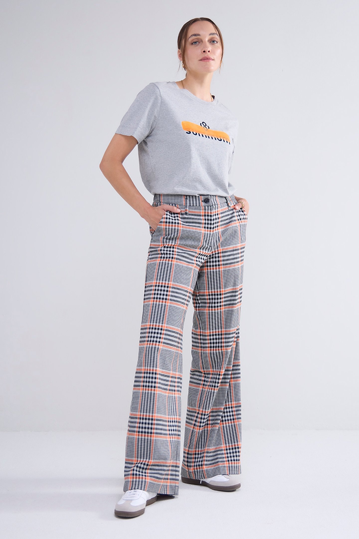 TROUSERS ORANGE CHECK PRINTS 2