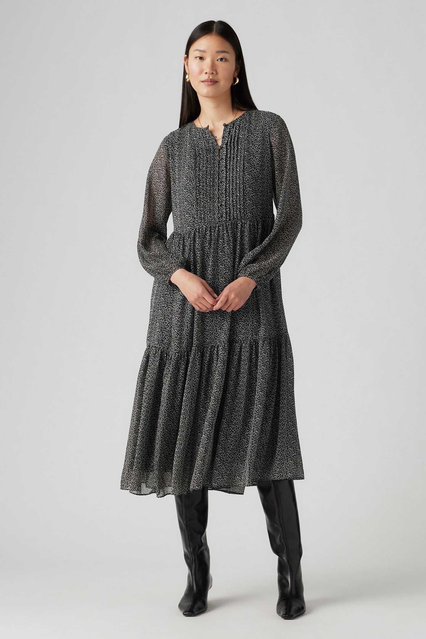 CIELO GEORGETTE DRESS LINO GEO CAVIAR 1