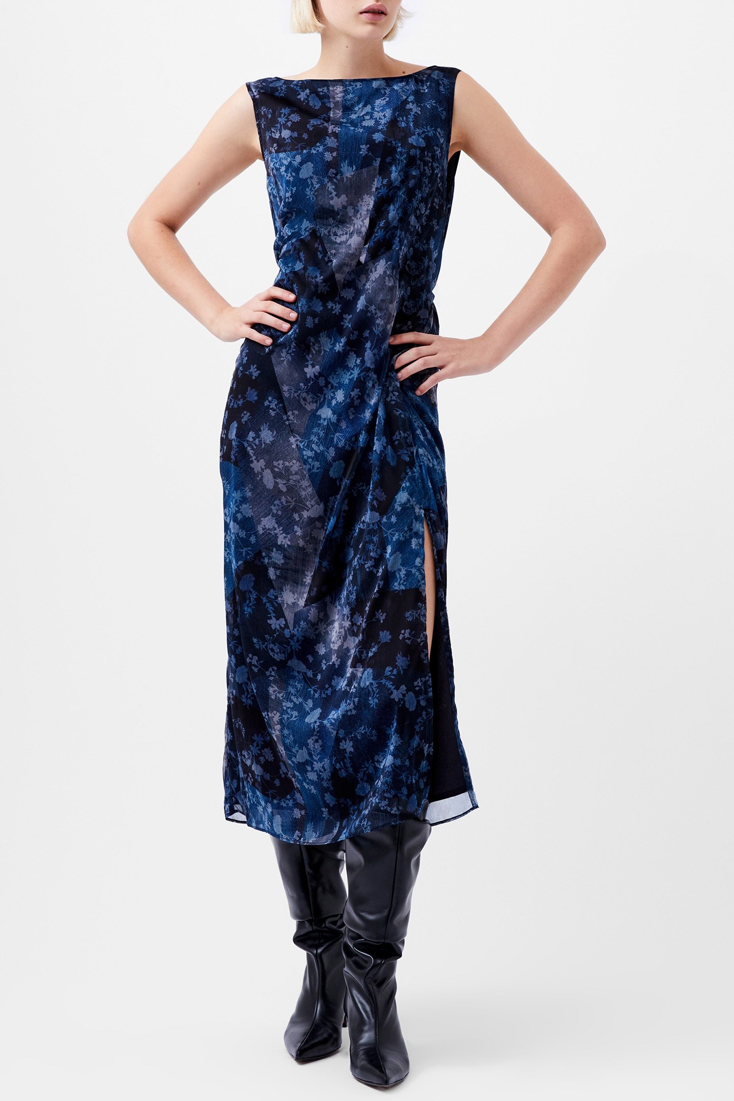 DAWN HALLIE CRINKLE DRESS INDIGO 1