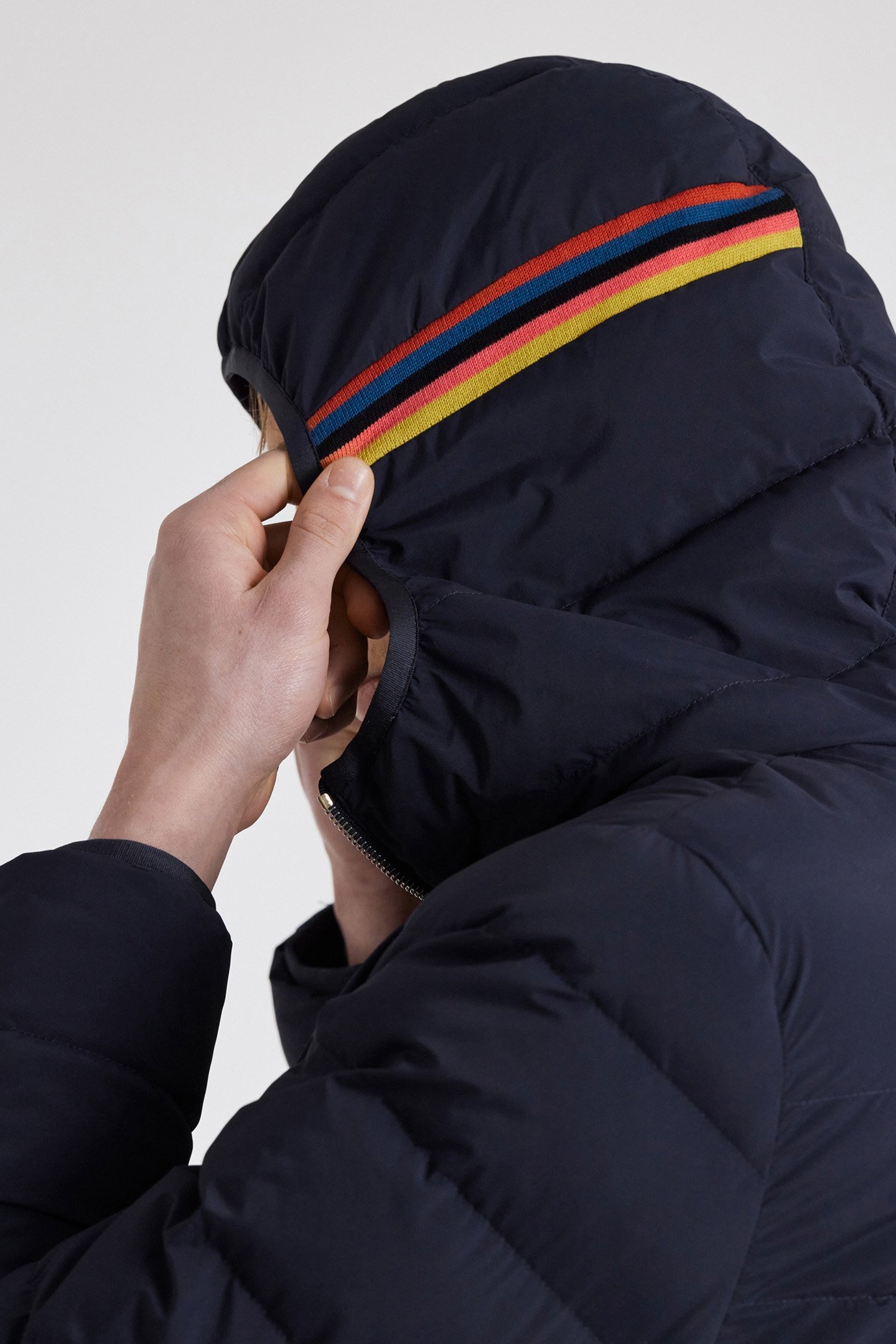 MENS DOWN HOODED JACKET VERY DARK NAVY 5