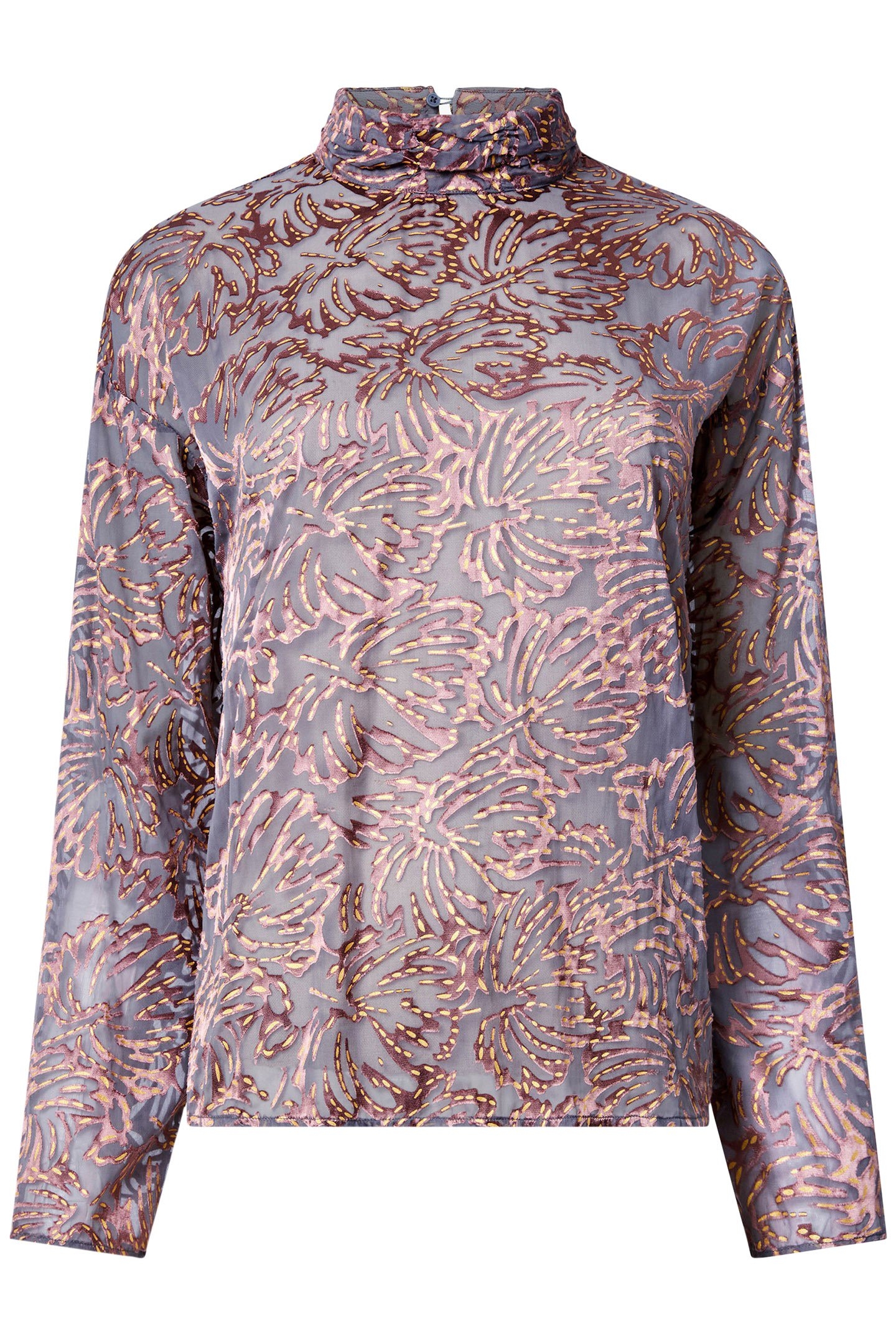 BECKY BURNOUT TURTLE NECK TOP BRONZE MULTI 1