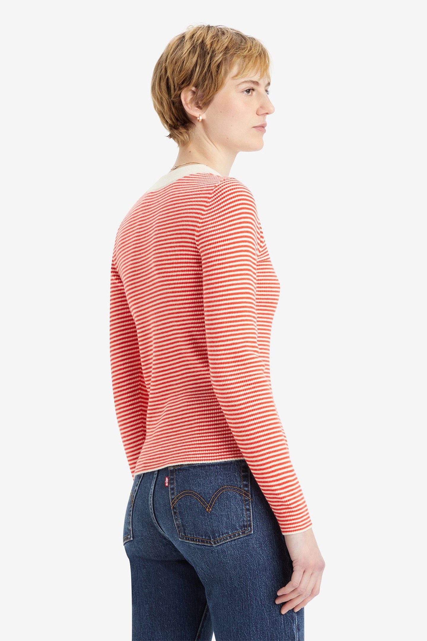 RIB CREW SWEATER VANILLA STRIPE FLAME 2