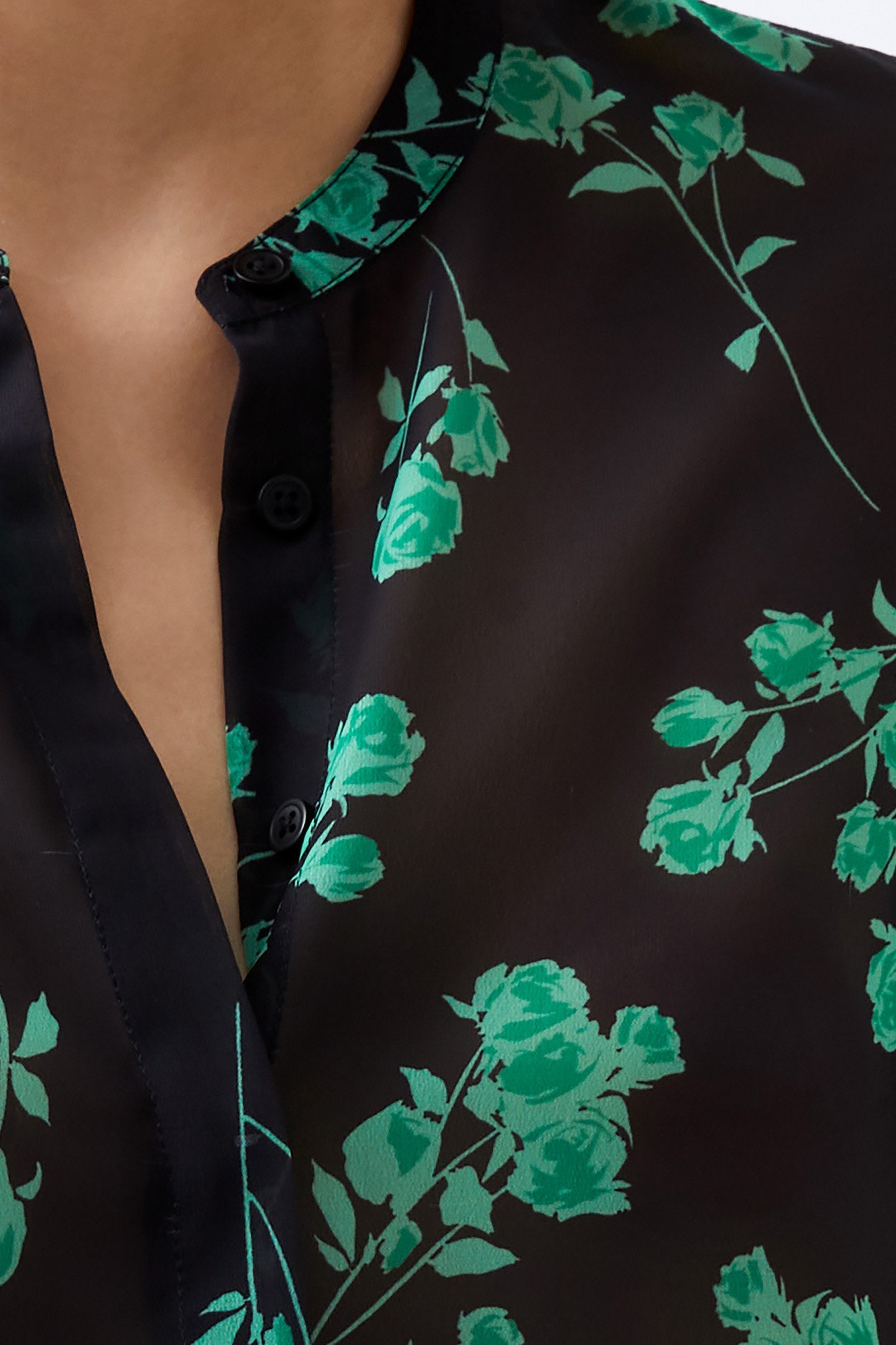 ALLESANDRA L/S SHIRT BLACKOUT/MINTED GRN 4