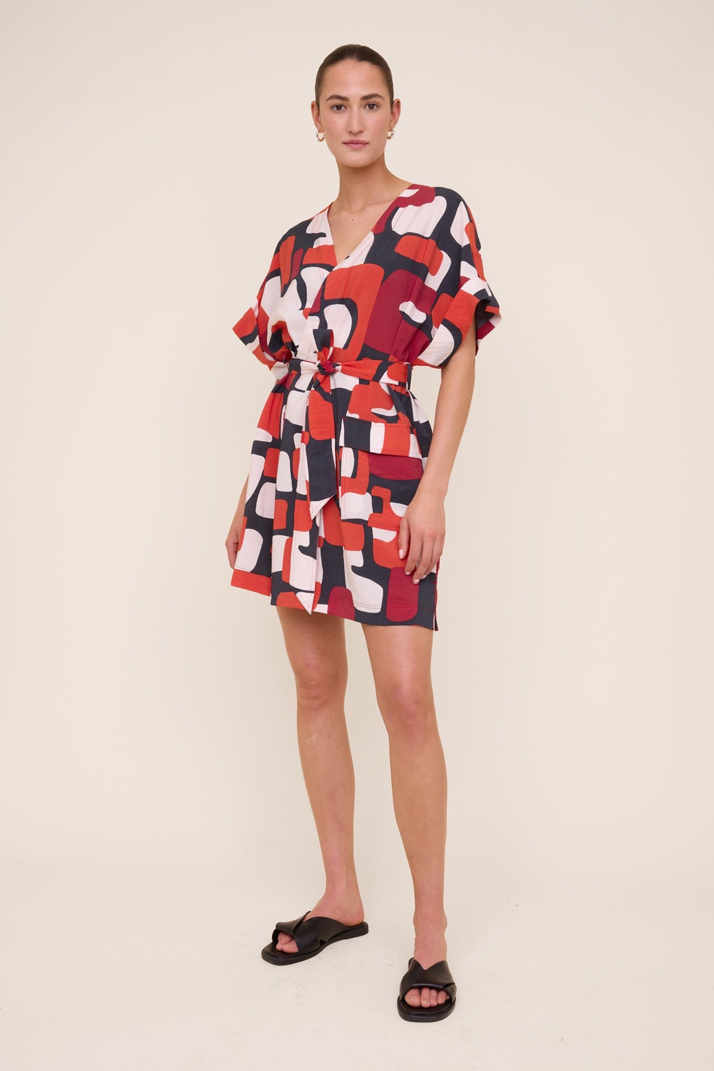 PRINTED KIMONO BLACK/PUMPKIN/REDDAHLIA 1