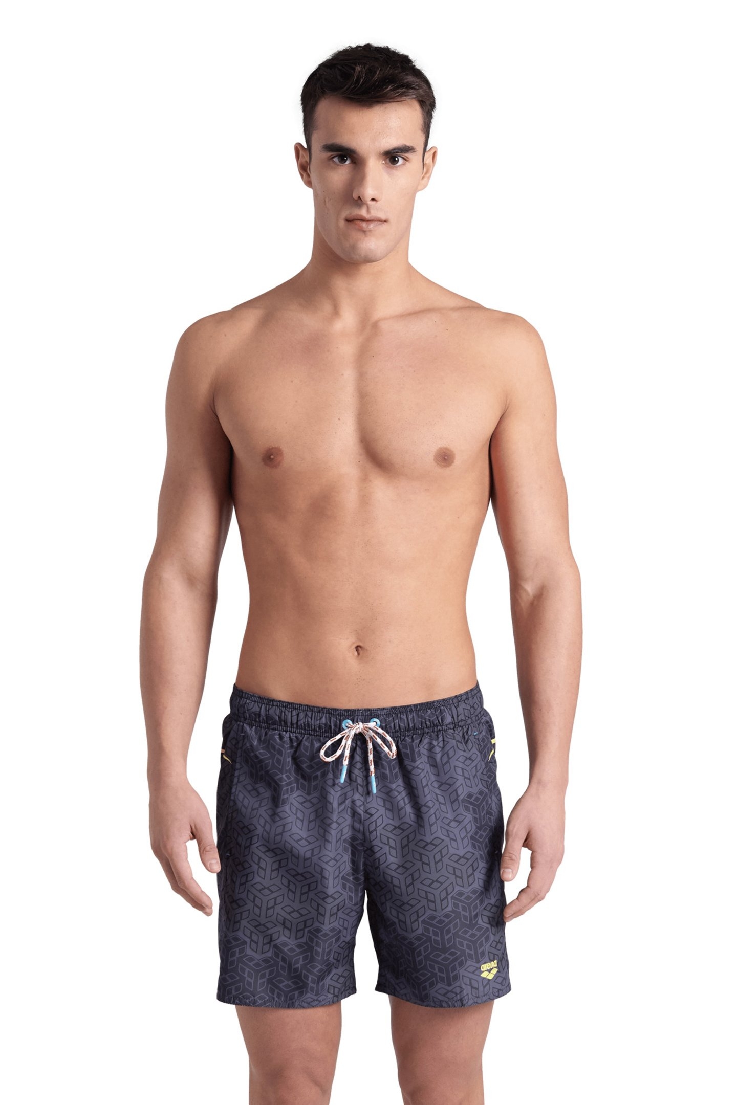 MEN'S ARENA PRO_FILE BEACH BOXER AO BLACK MULTI-SOFT GREEN 1