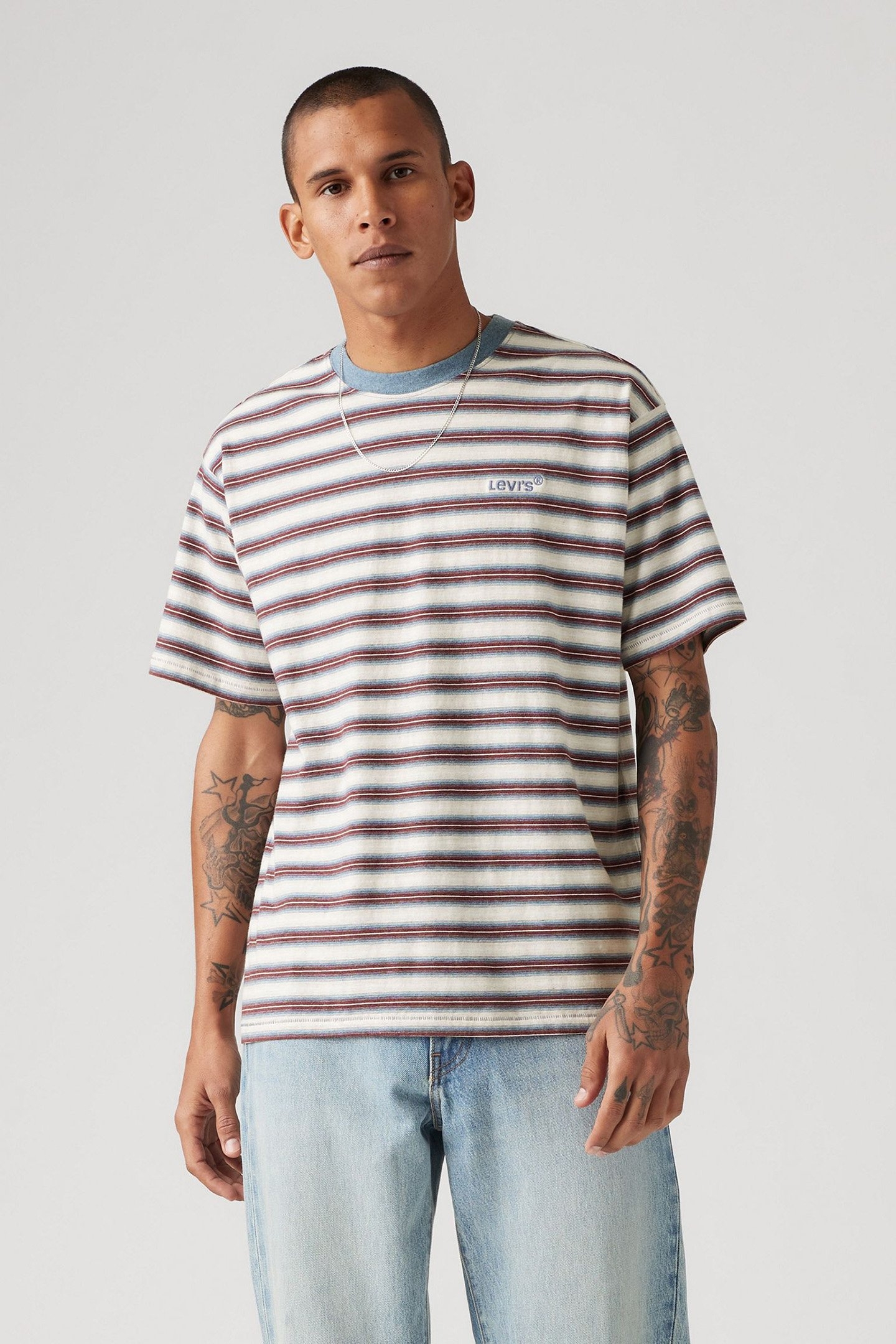 RED TAB VINTAGE TEE BREAK STRIPE PORRIDGE 1