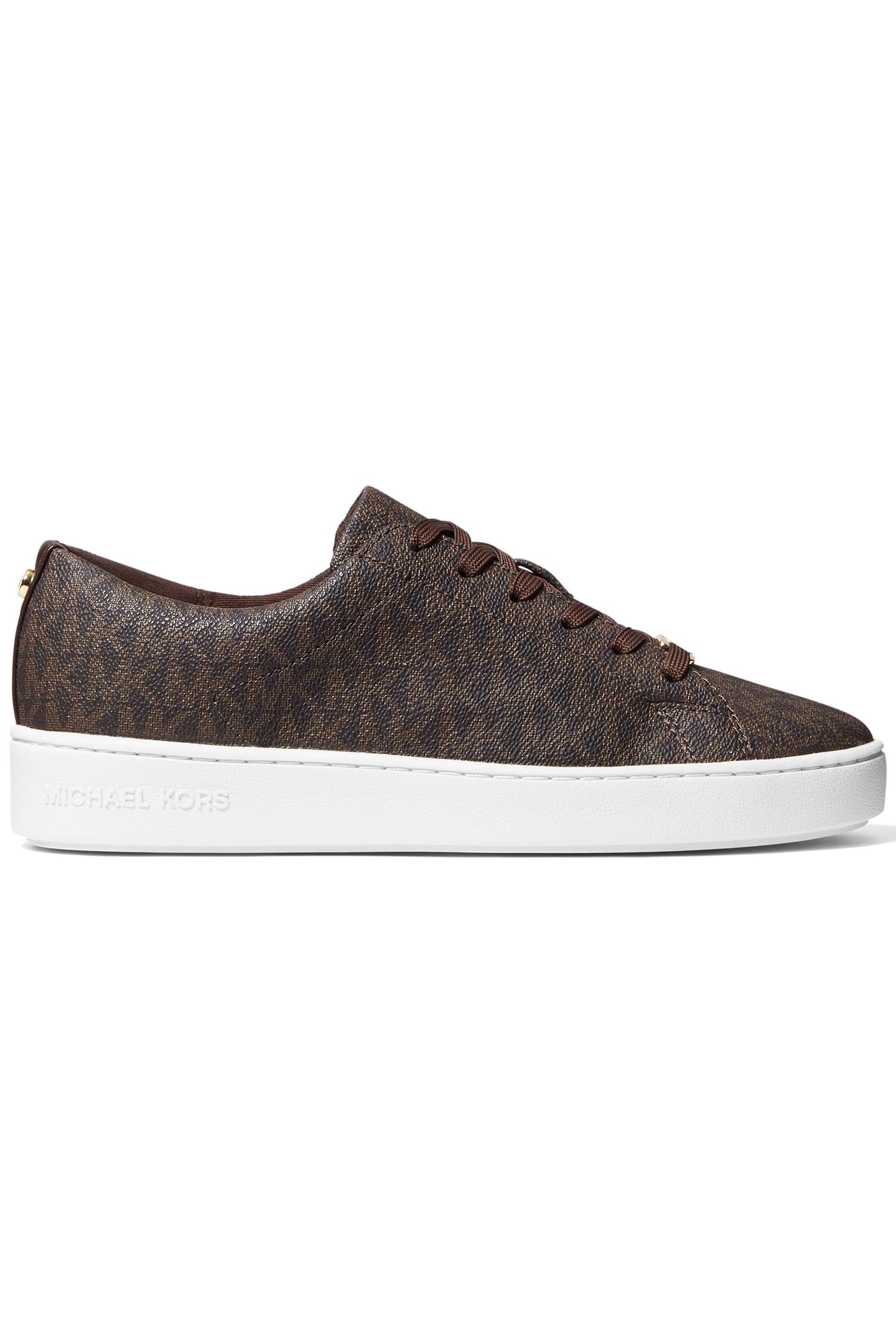 KEATON LACE UP TRAINER IN SIGNATURE PRINT IN BROWN 1