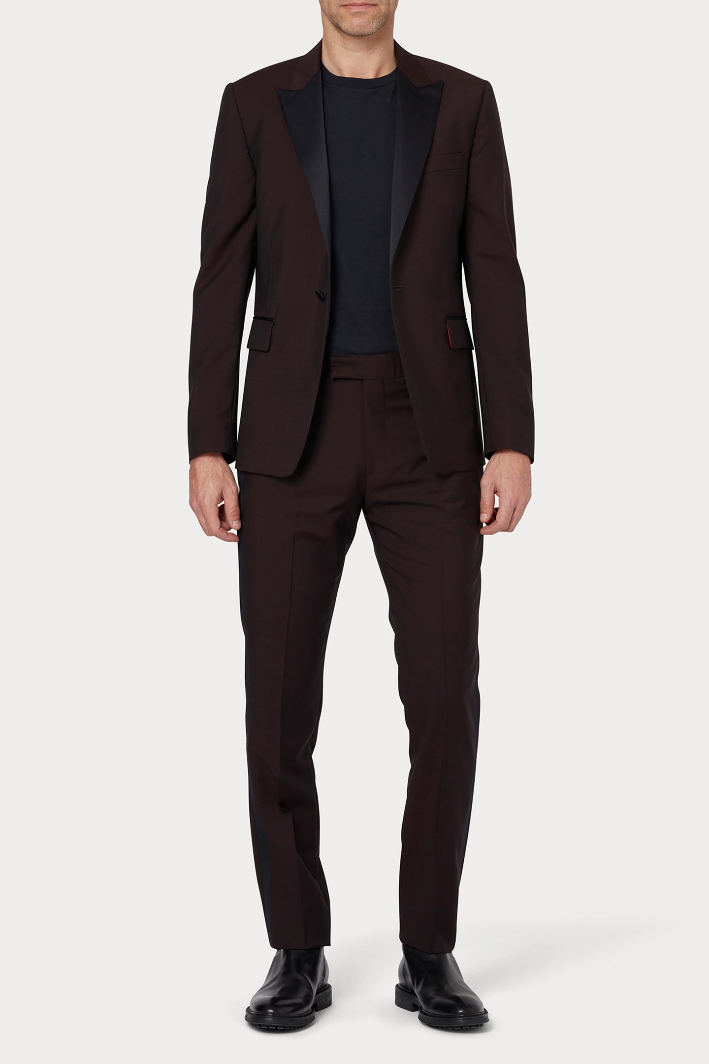 TAILORED FIT 1 BUTTON EVENING SUIT AUBERGINE 1