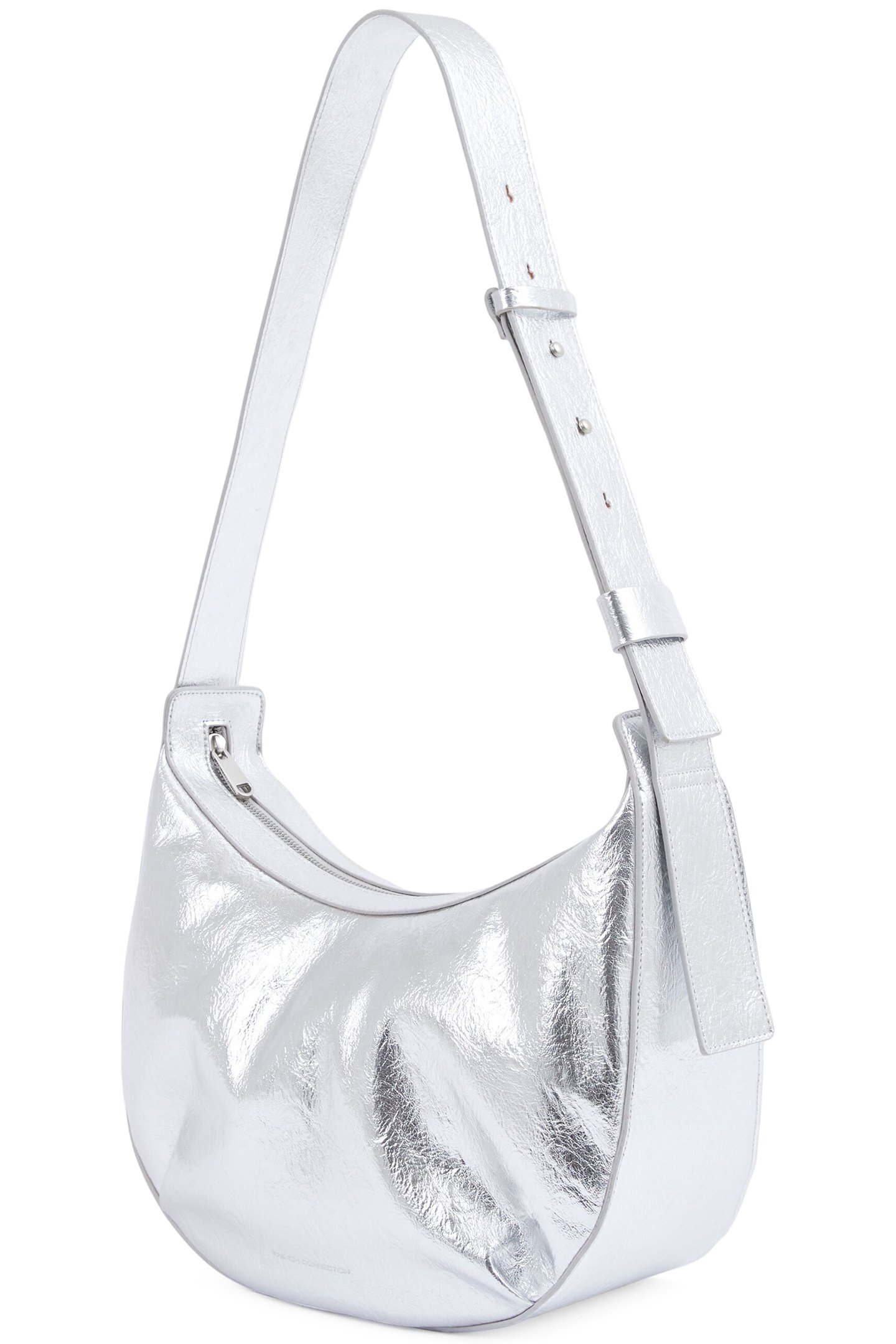 LARGE CROSS BODY BAG METALLIC SILVER 2