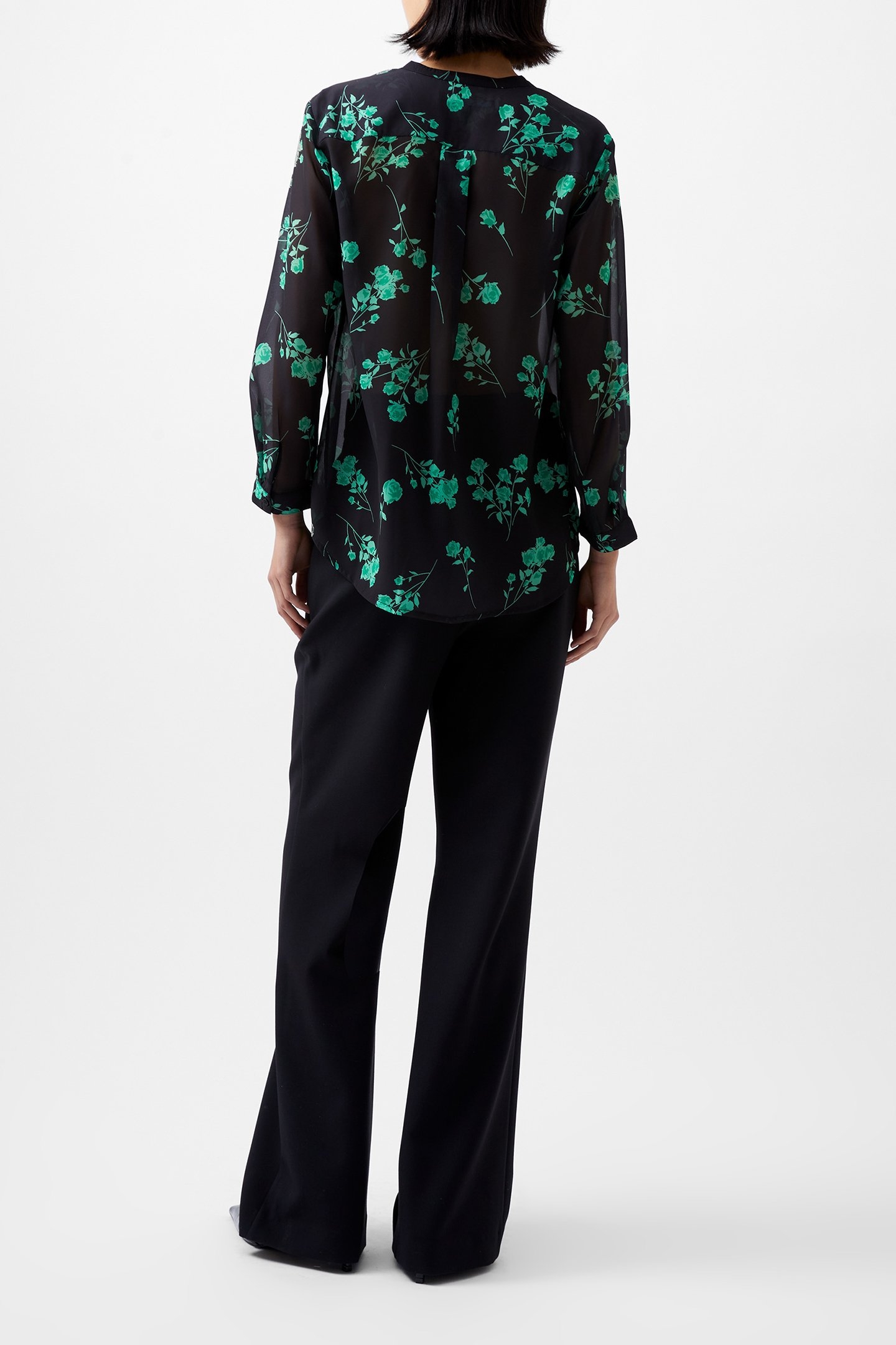 ALLESANDRA L/S SHIRT BLACKOUT/MINTED GRN 3