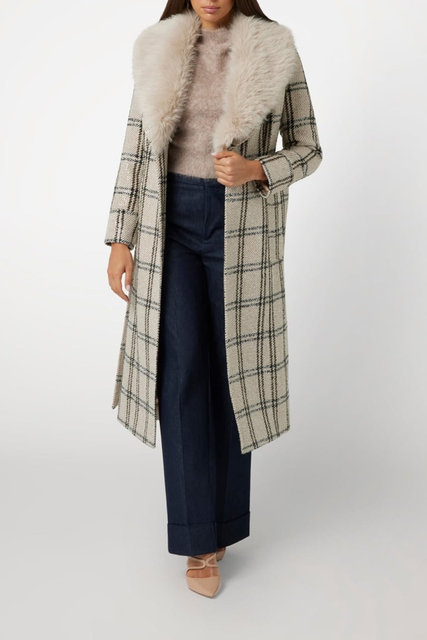CHARLIZE PLAID COAT WHITE DENEUVE MULTI 5