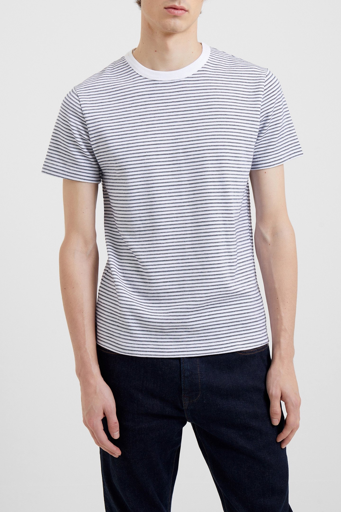 TEXTURED JERSEY STRPE SS T-SHR MARINE MULTI 1