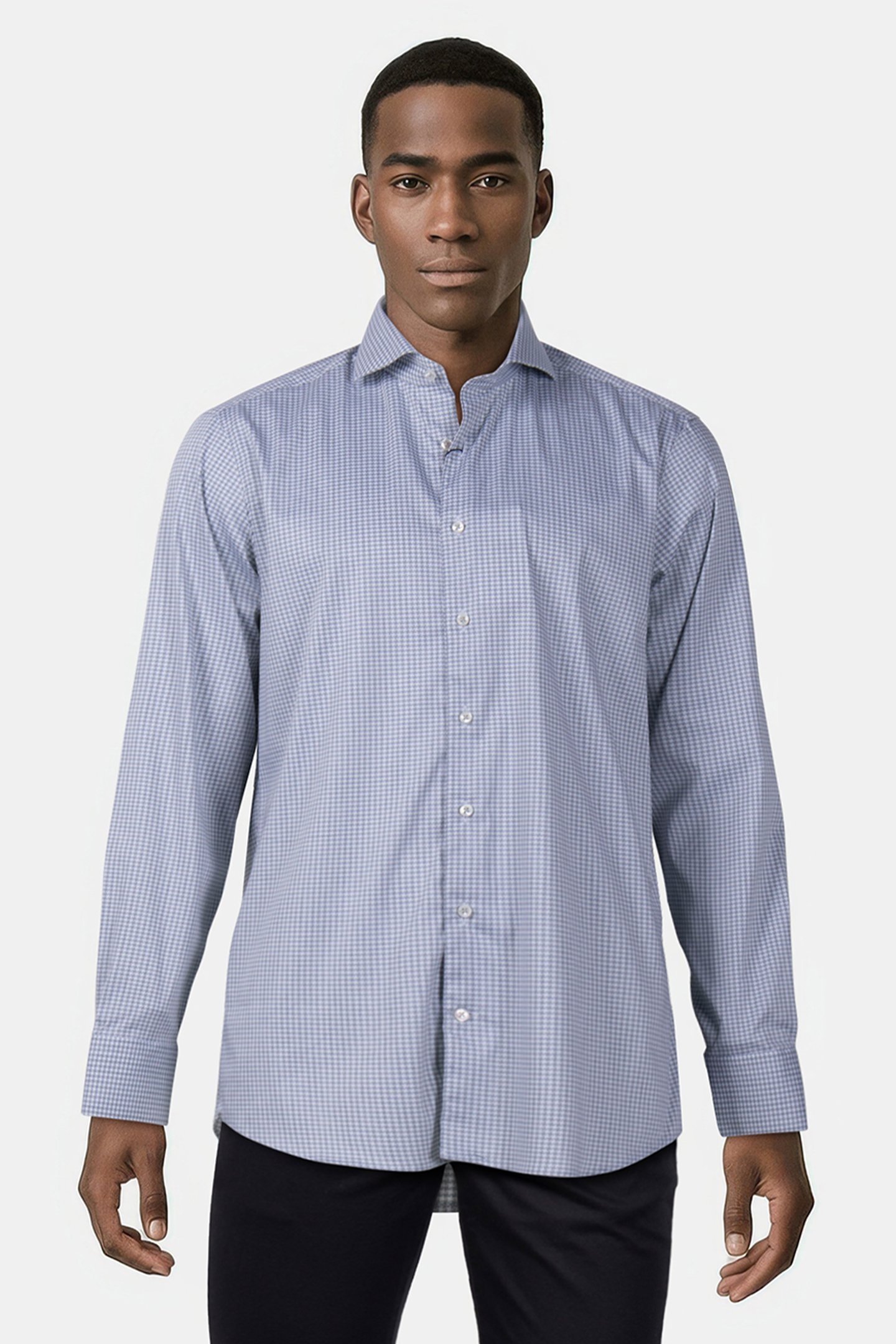 FITTED BODY/36, RC CUFF BLUE CHECK 1