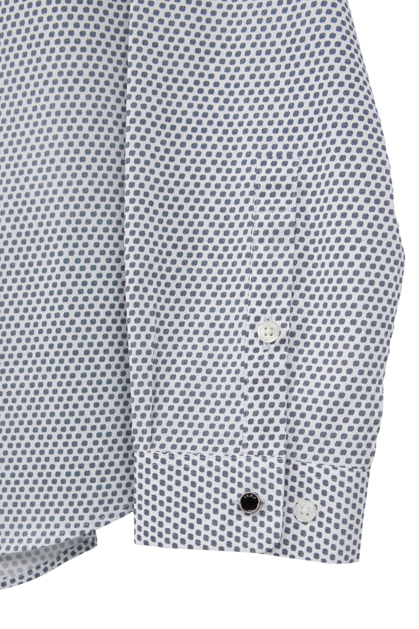 OFF-WHITE SLIM SHIRT WITH NAVY POLKA DOT PRINT 6