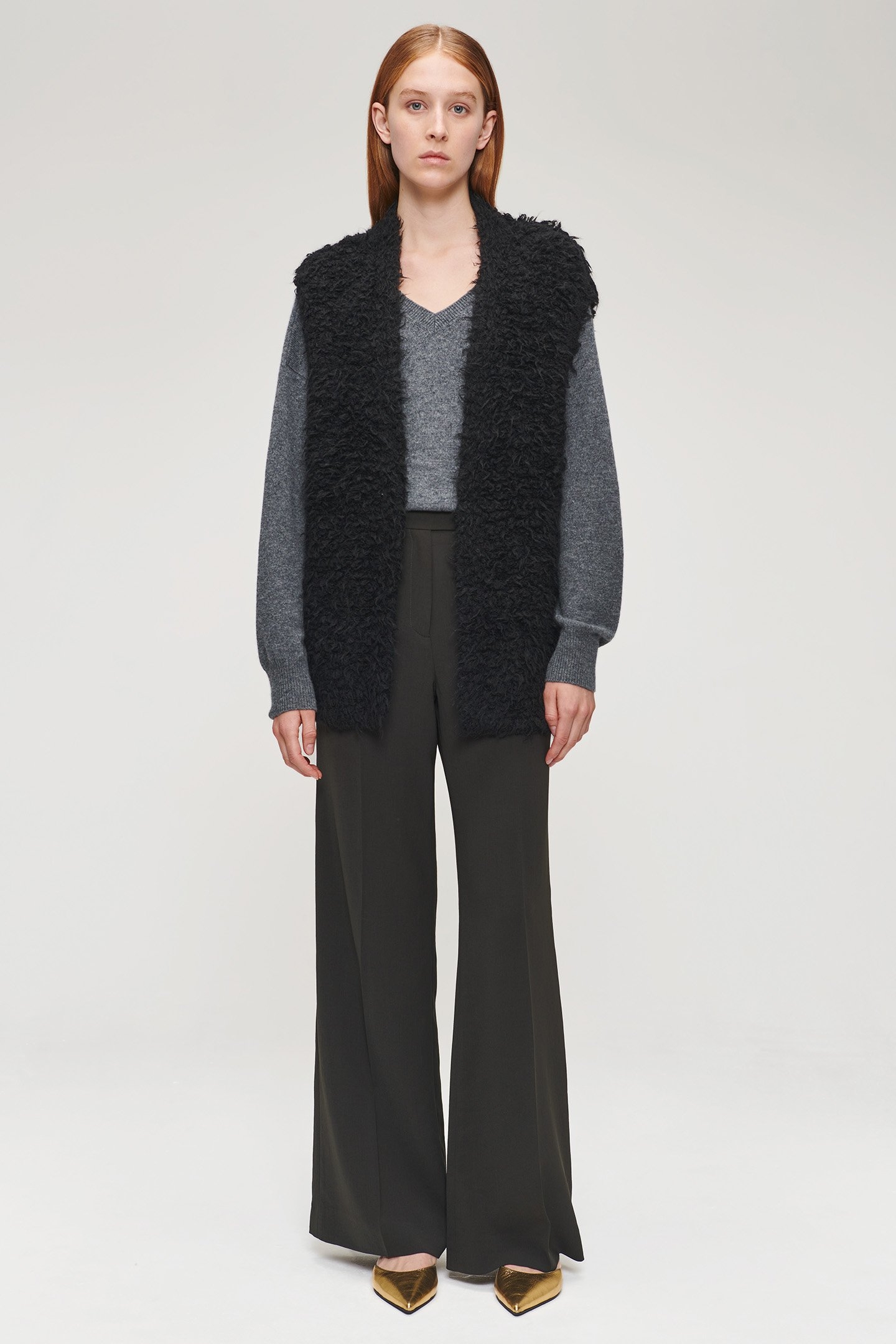 FURRY ALPACA KNITTED GILET BLACK 3