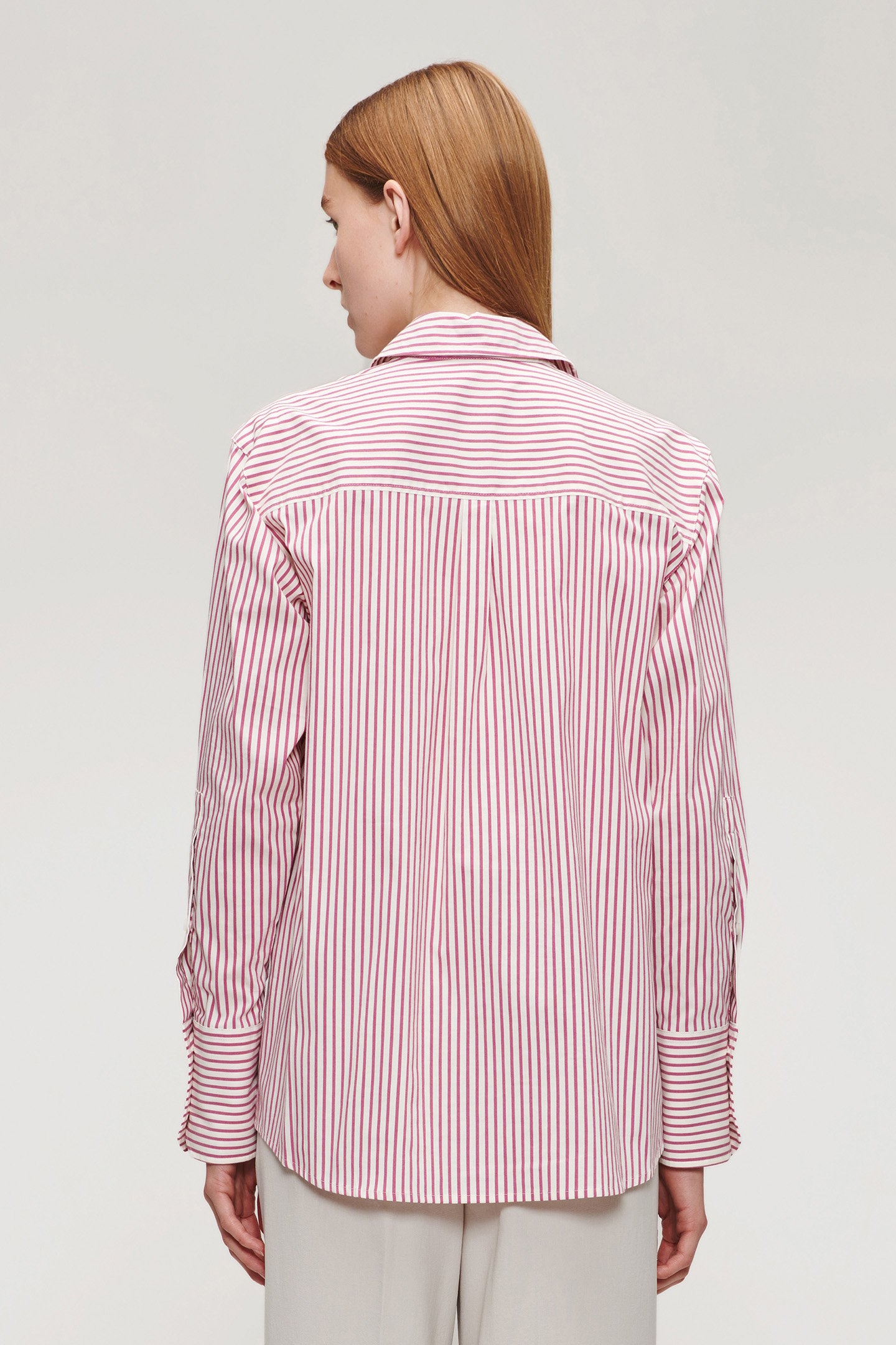 SOFT COTTON MIX STRIPPED SHIRT PLUM 2