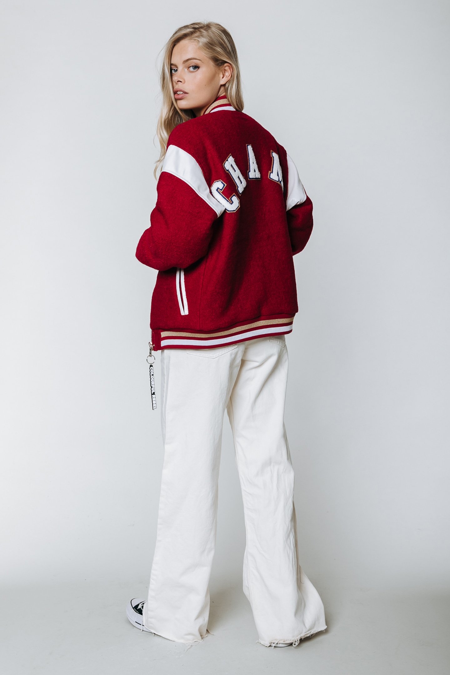 SEN BASEBALL BOMBER JACKET RED 3