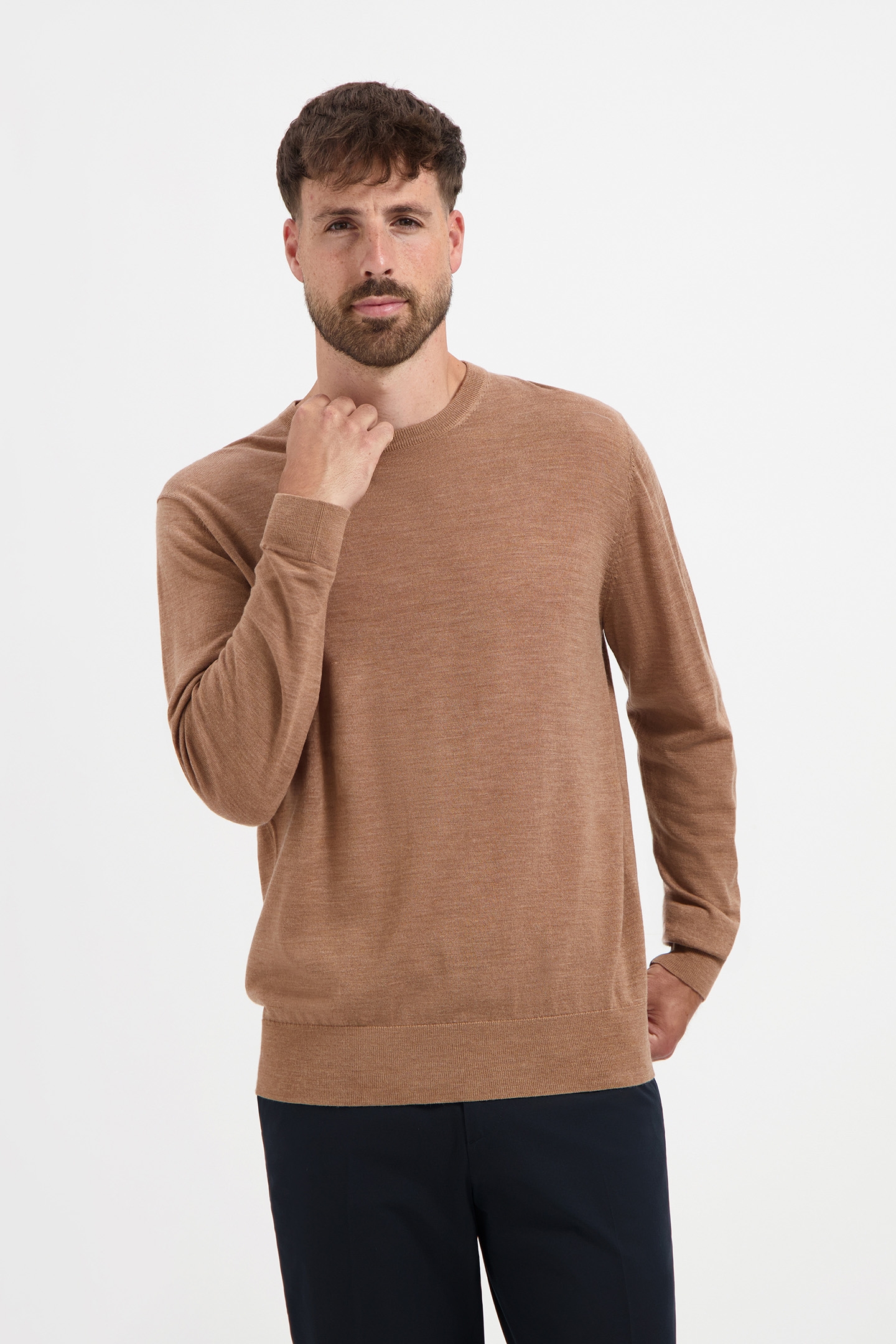 CREW NECK 100% MERINO TUSCAN CAMEL 1