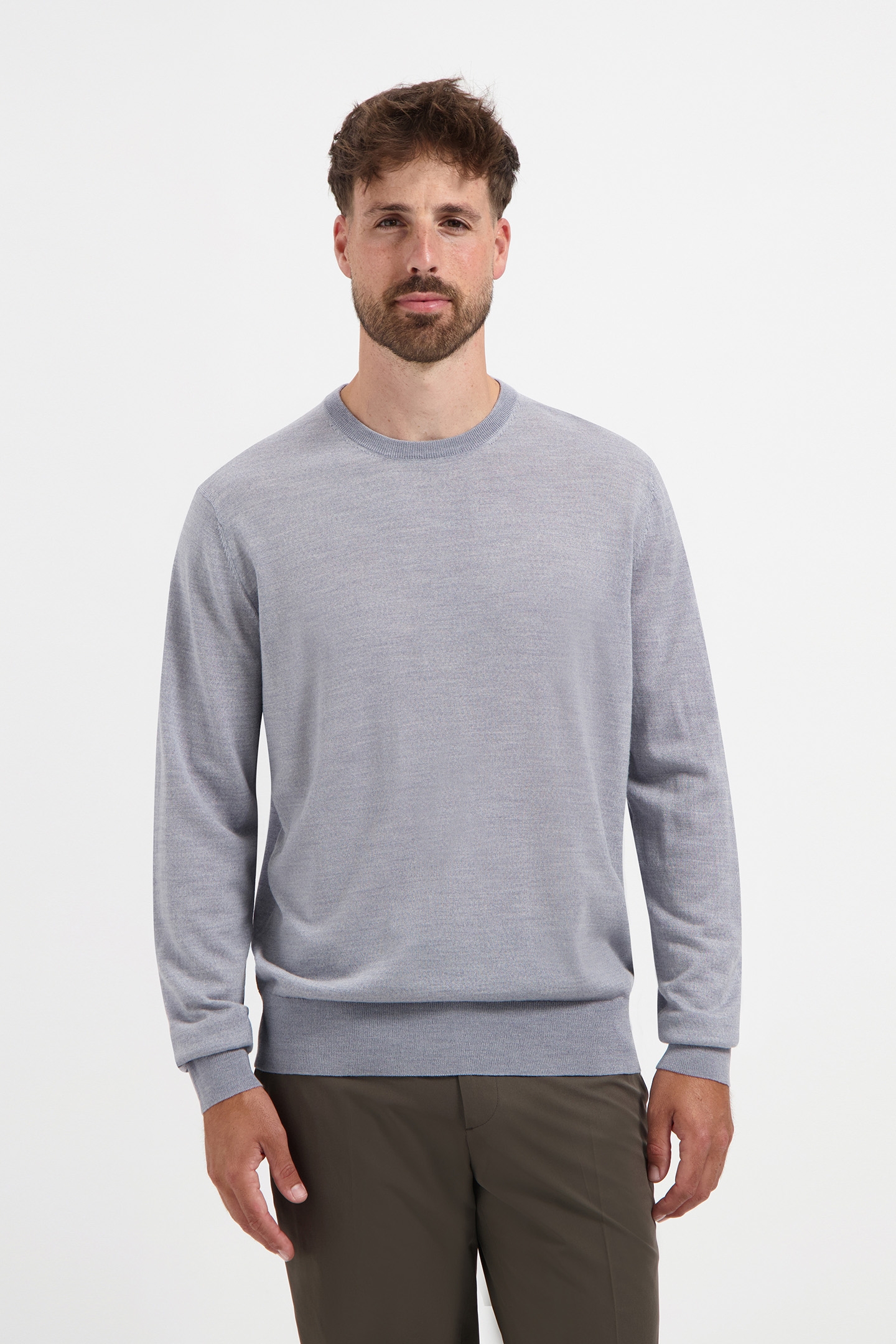 CREW NECK 100% MERINO MOONSTONE GREY 1