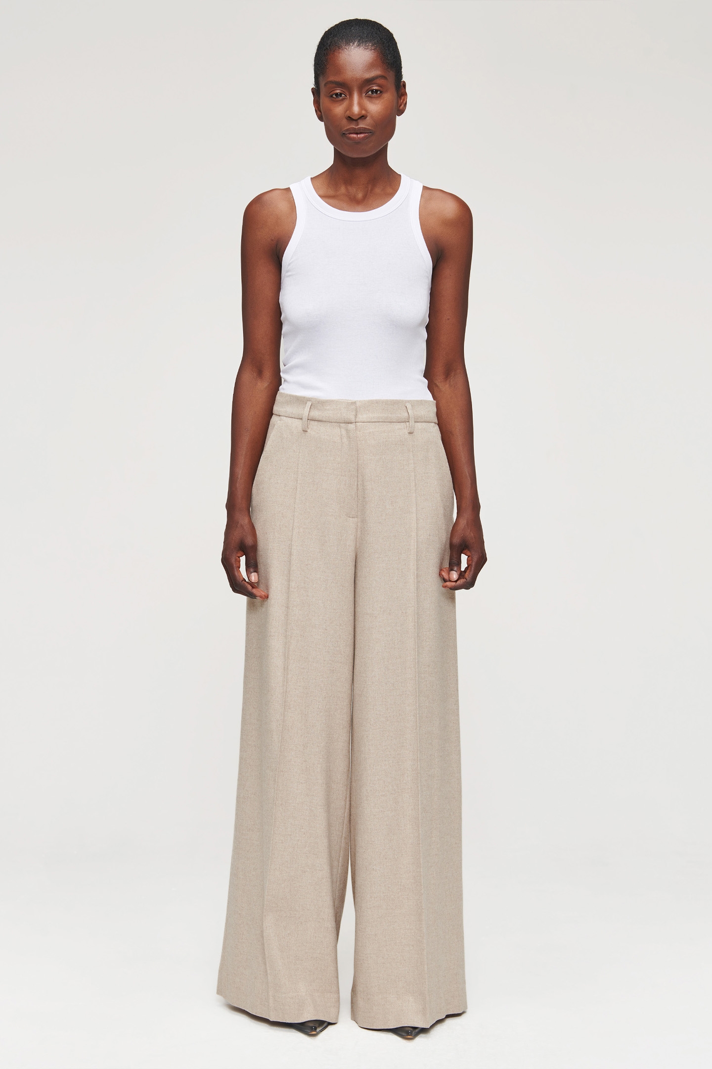 WIDE LEG FLANNEL PANTS SIMPLY TAUPE 3