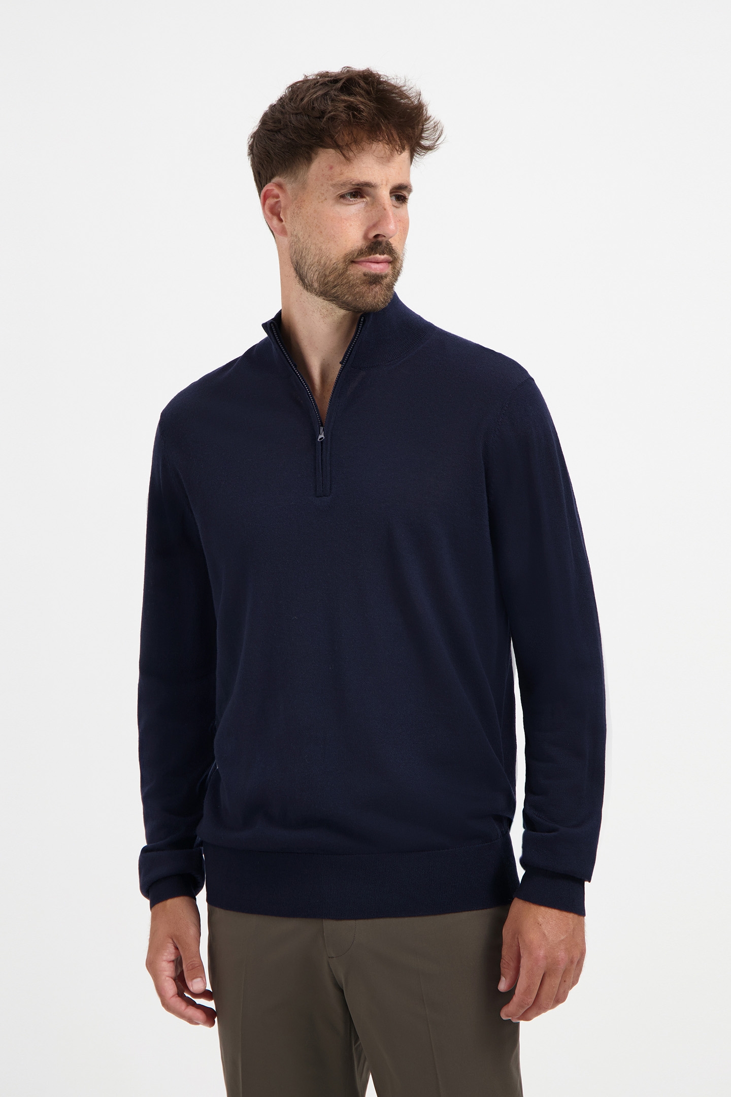 ZIP UP 100% MERINO NAVY BLUE 1