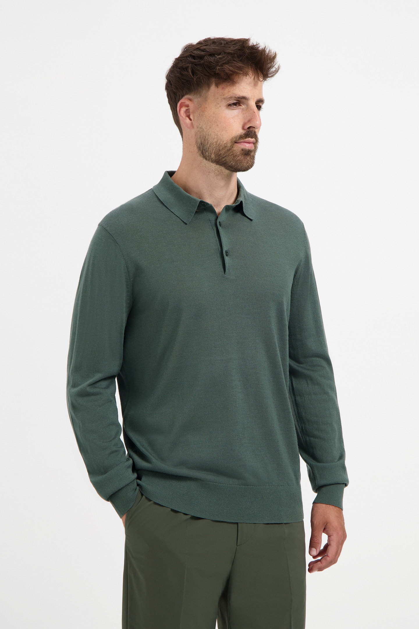 POLO LONG SLEEVE 100% MERINO FERNSTONE GREEN 1