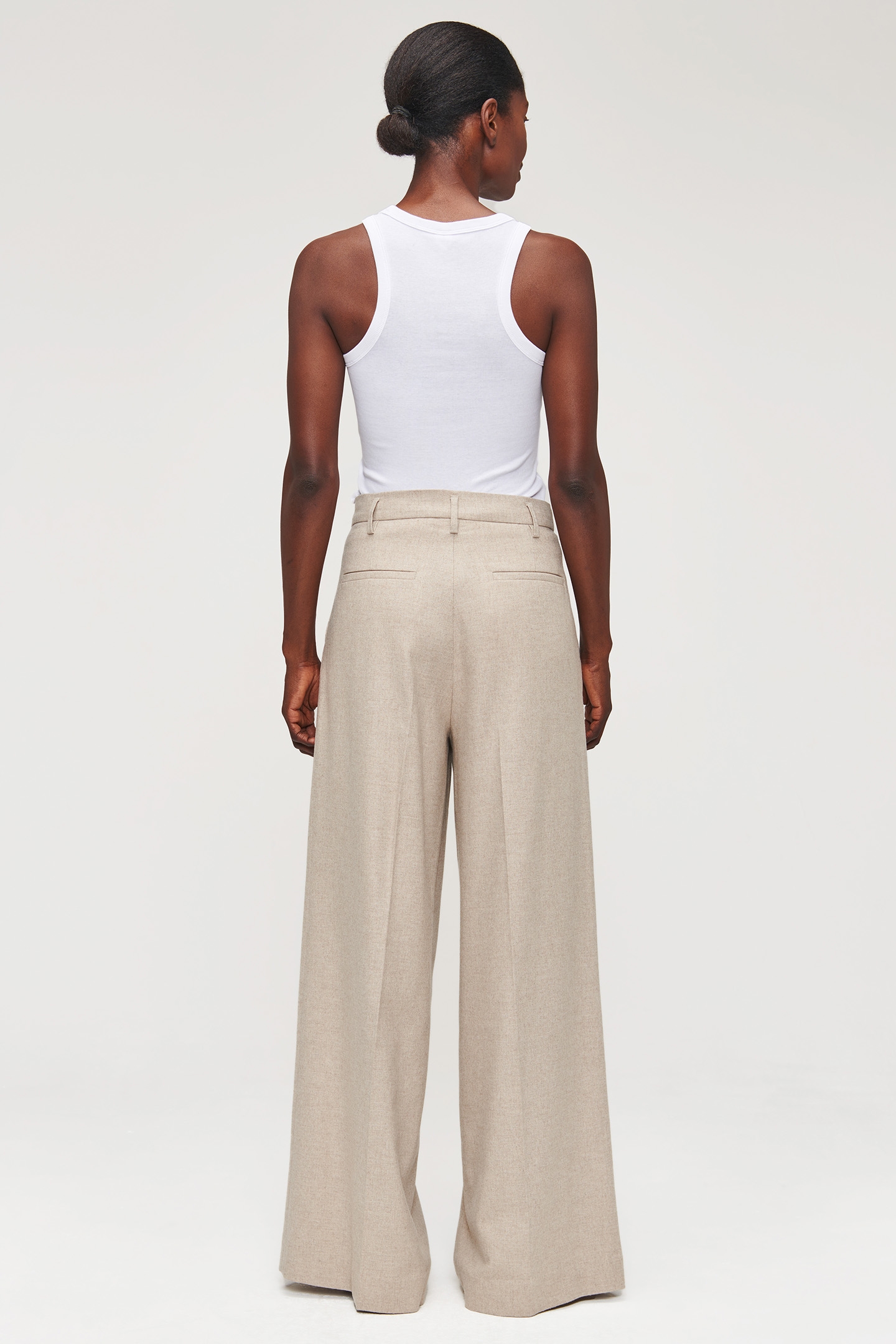 WIDE LEG FLANNEL PANTS SIMPLY TAUPE 4