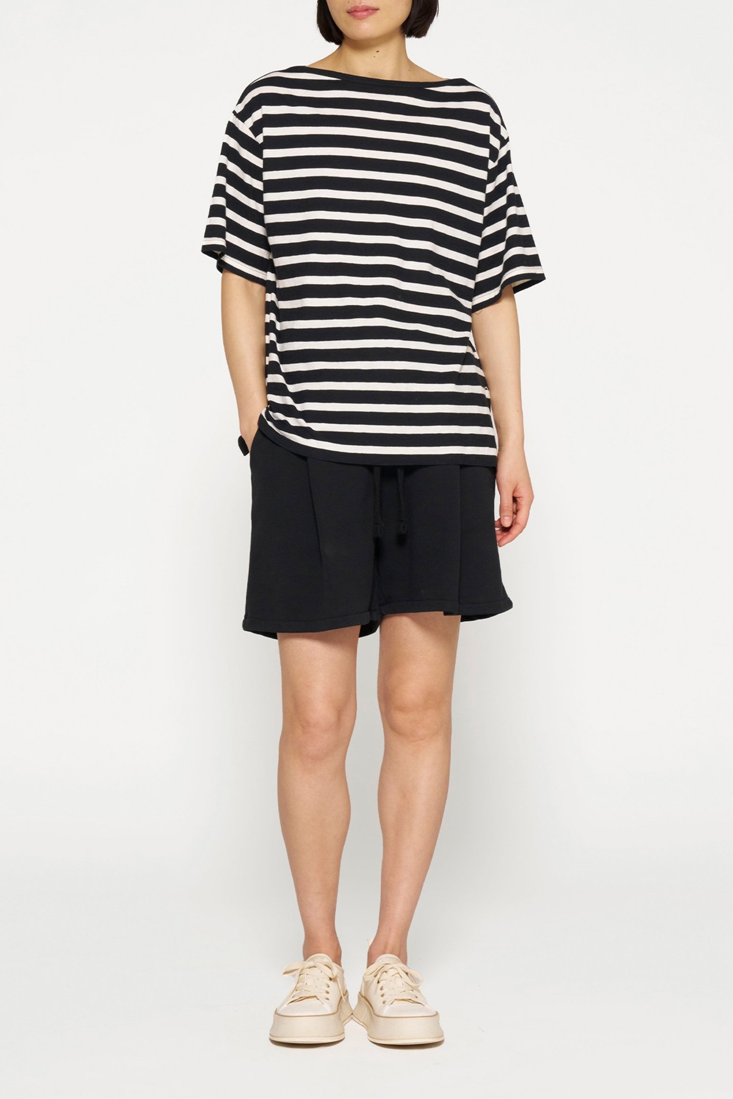 SHORT SLEEVE TEE STRIPES BLACK/LIGHT NATURAL 2