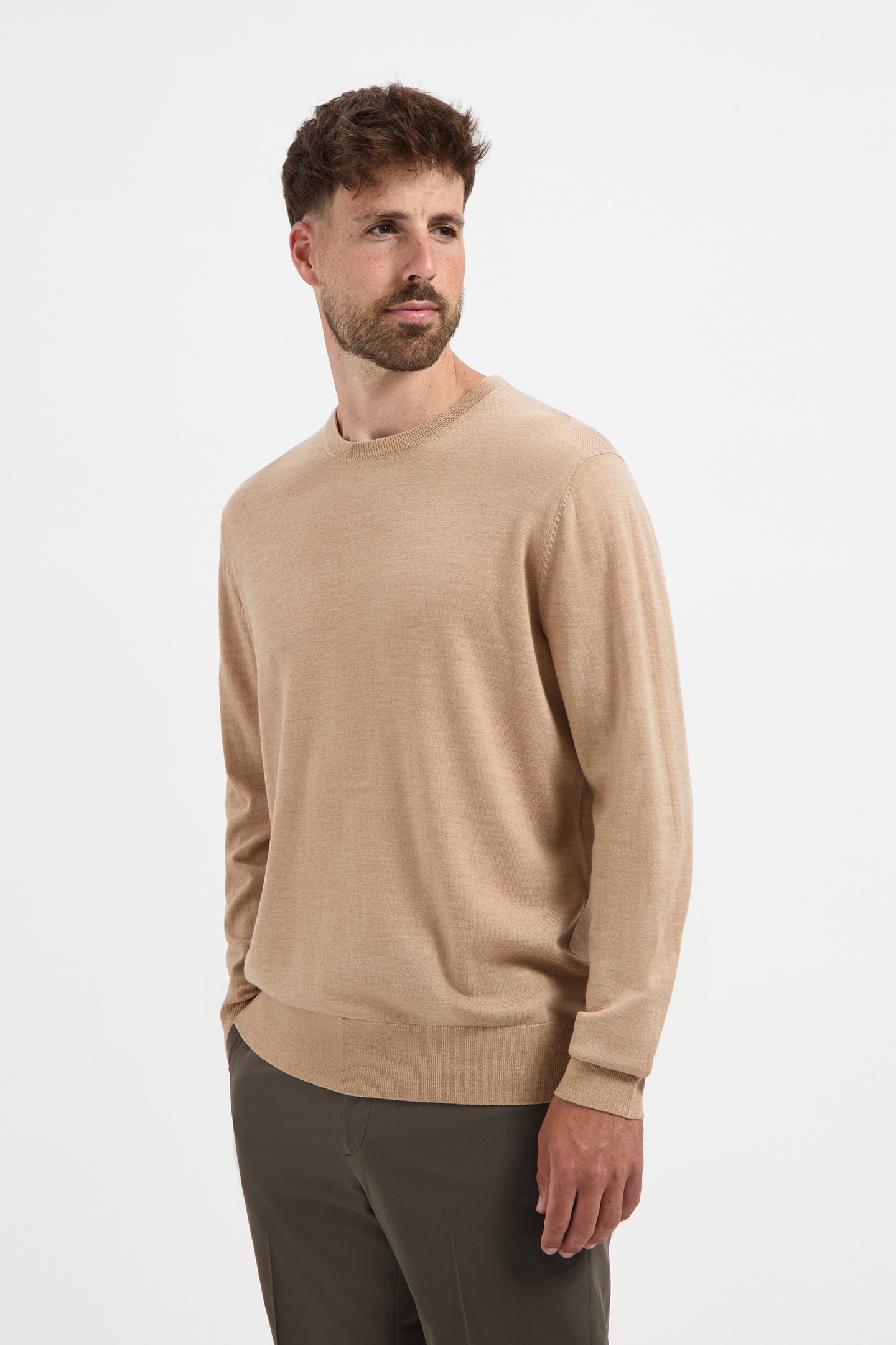CREW NECK 100% MERINO SAHARA SAND 1