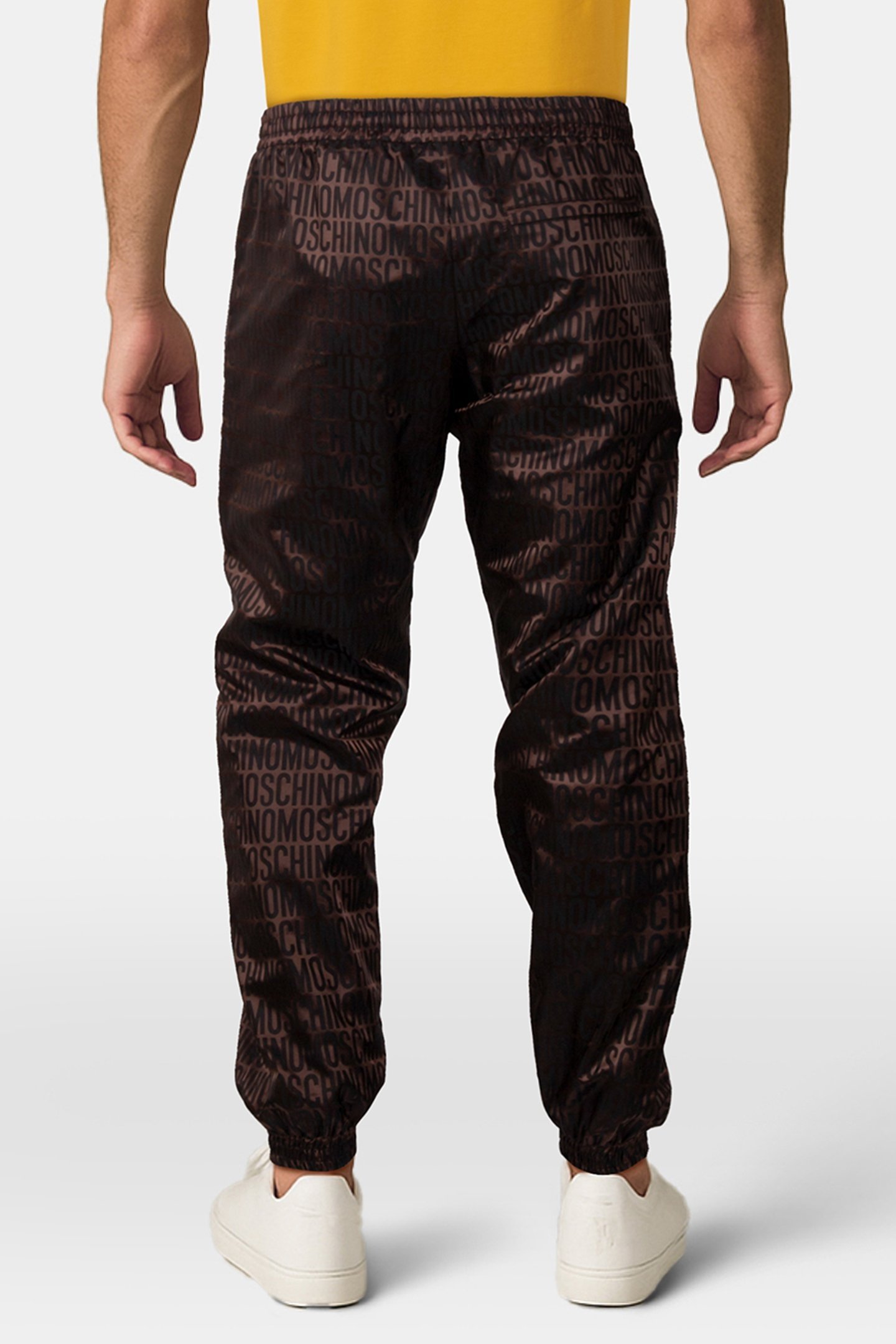 ALLOVER LOGO JACQUARD NYLON JOGGERS BROWN 2