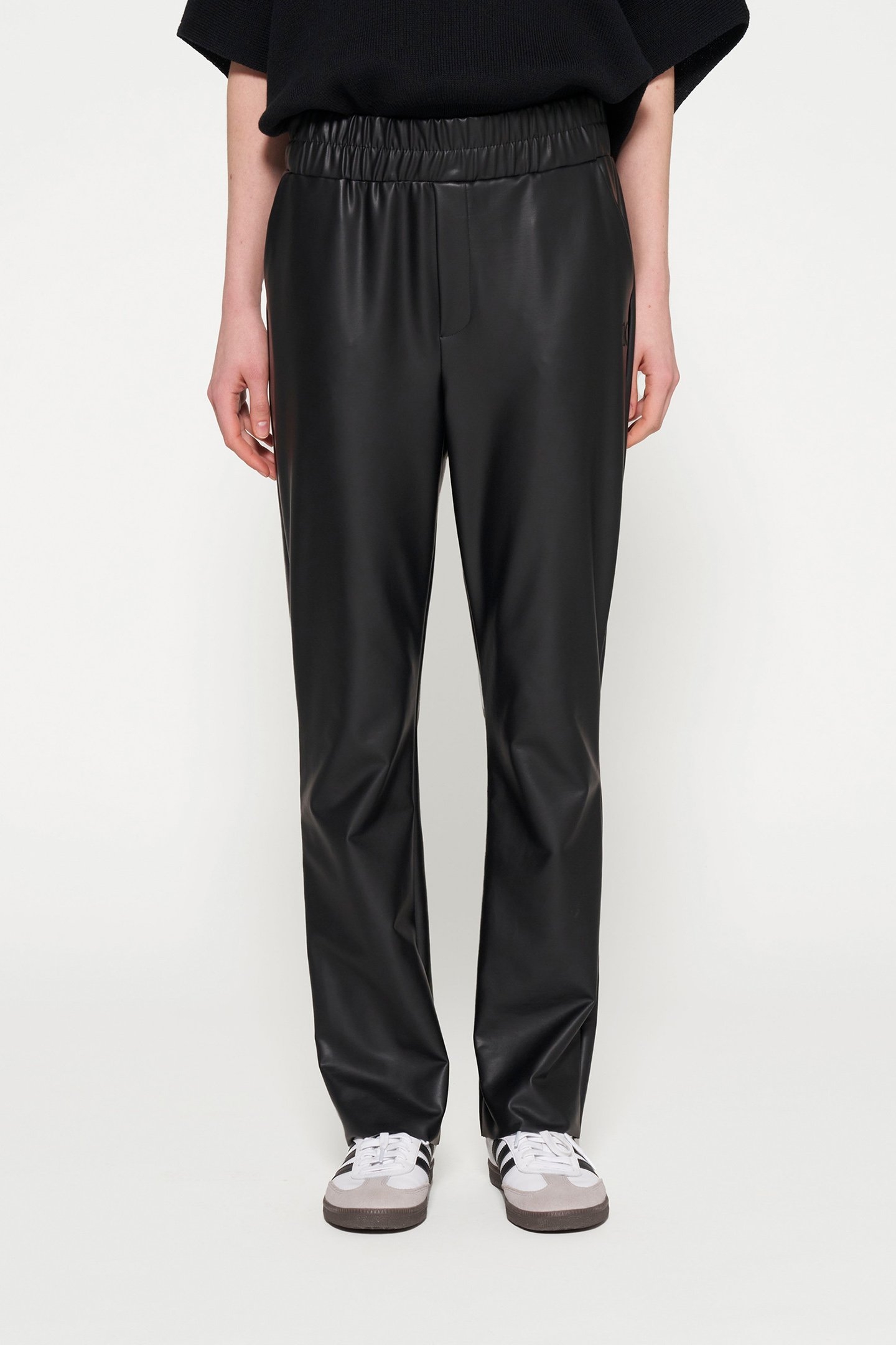 LEATHER LOOK FLARED PANTS BLACK 1