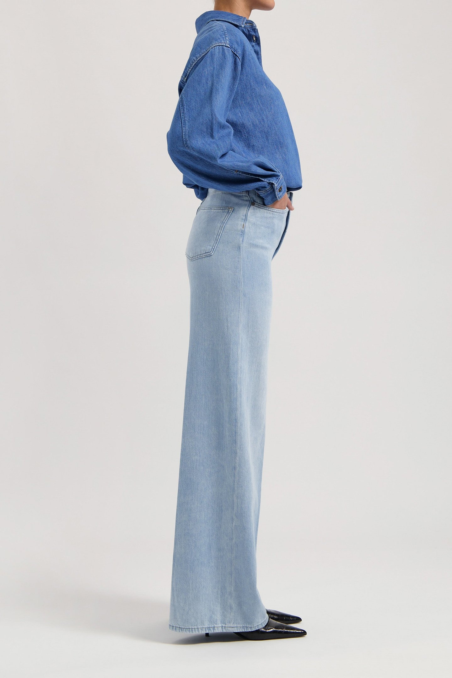 REESE DENIM SHIRT - MEDIUM STONE MEDIUM STONE 5