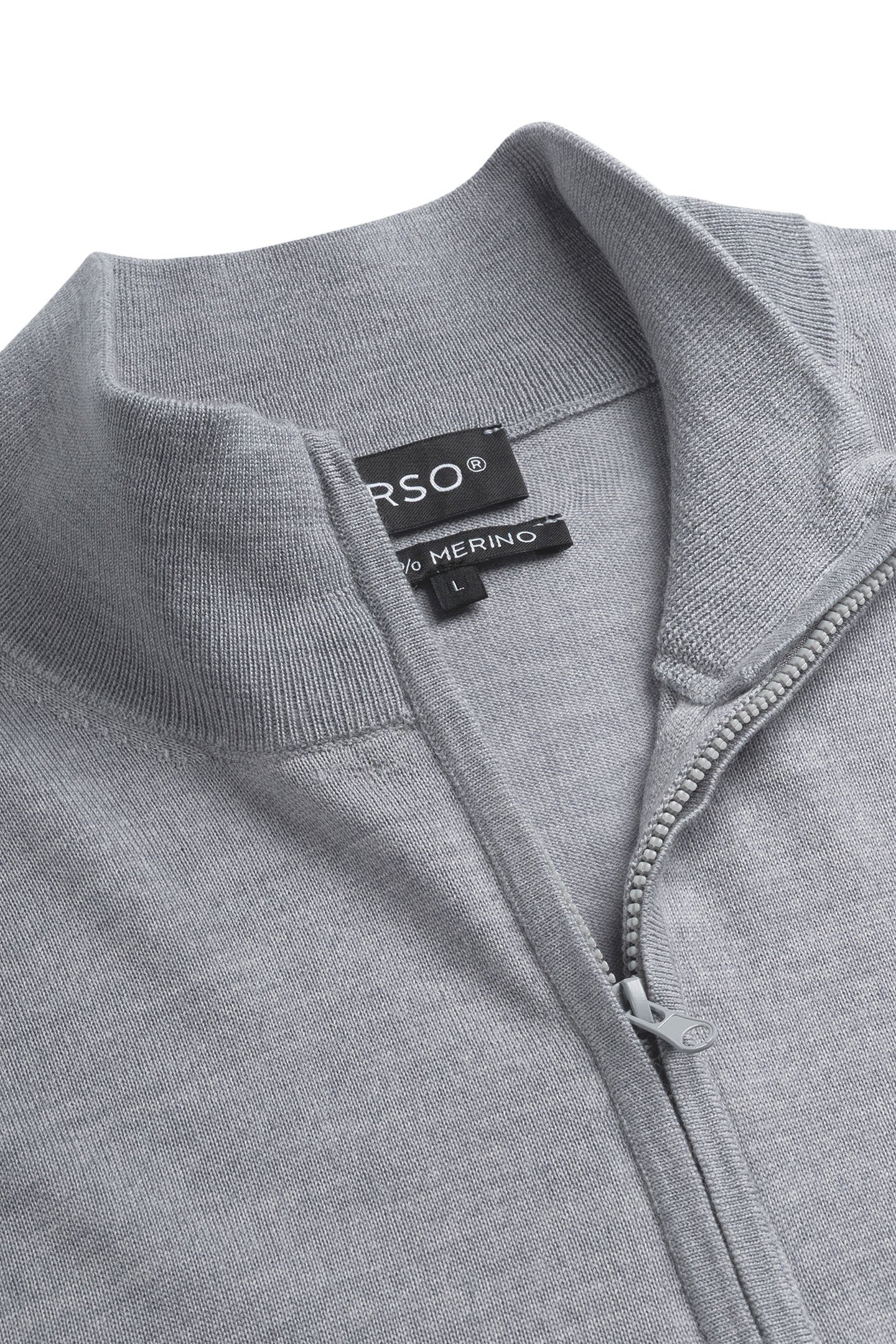 ZIP UP 100% MERINO MOONSTONE GREY 6
