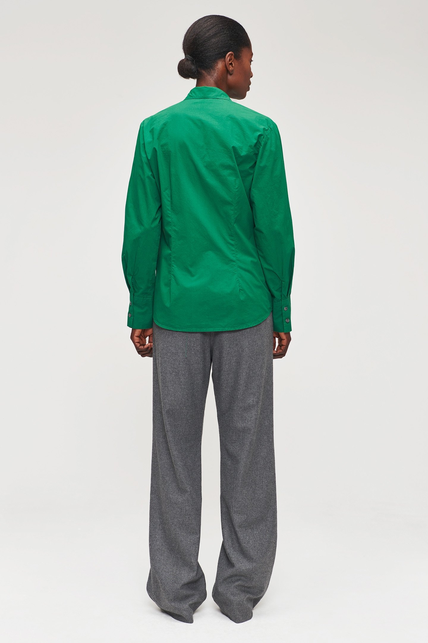 ORG COTTON FITTED SHIRT WARM GREEN 4