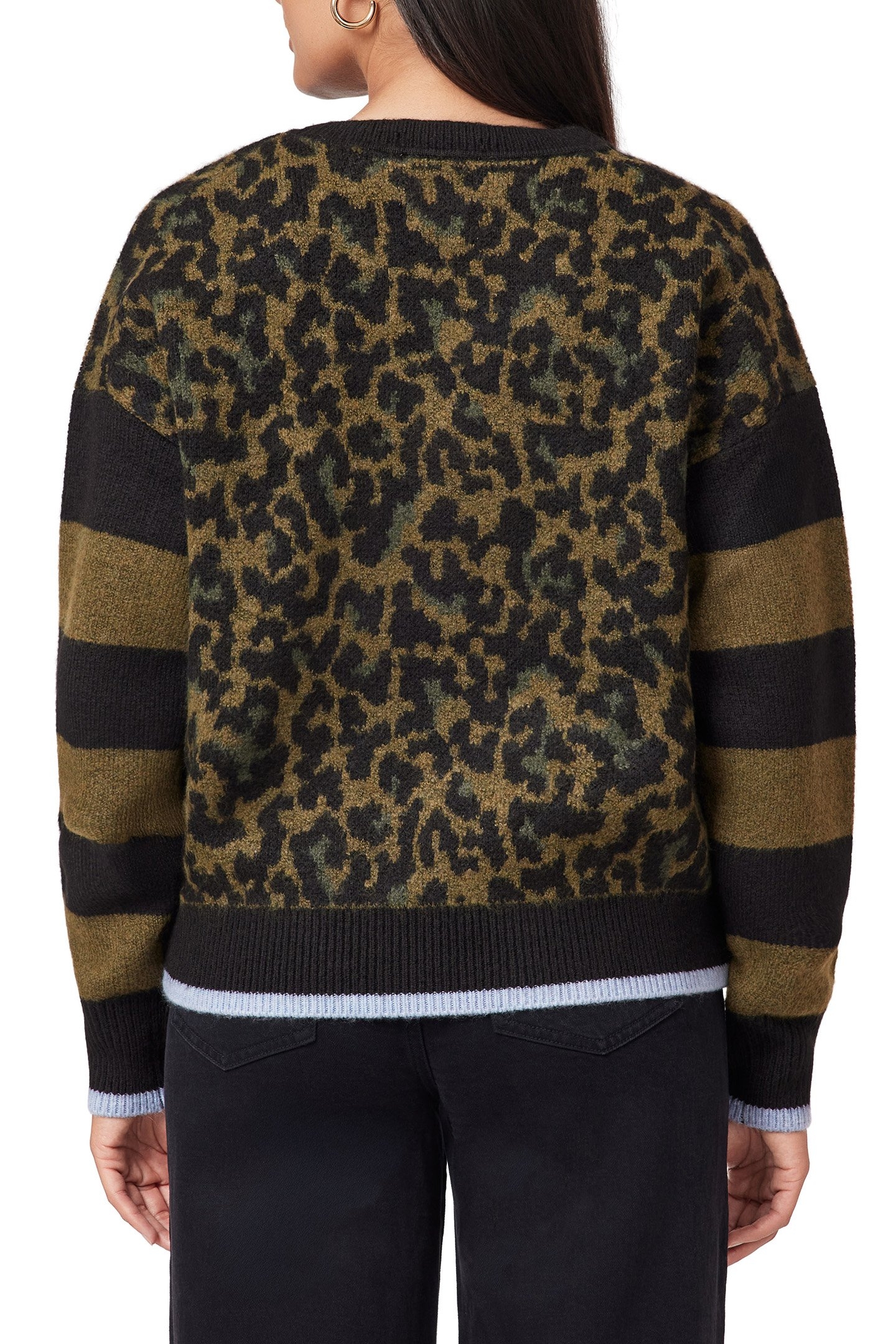 PULLOVER SWEATER MILITARY OLIVE/BLACK NIGHT/CHEETAH STRIPE 2