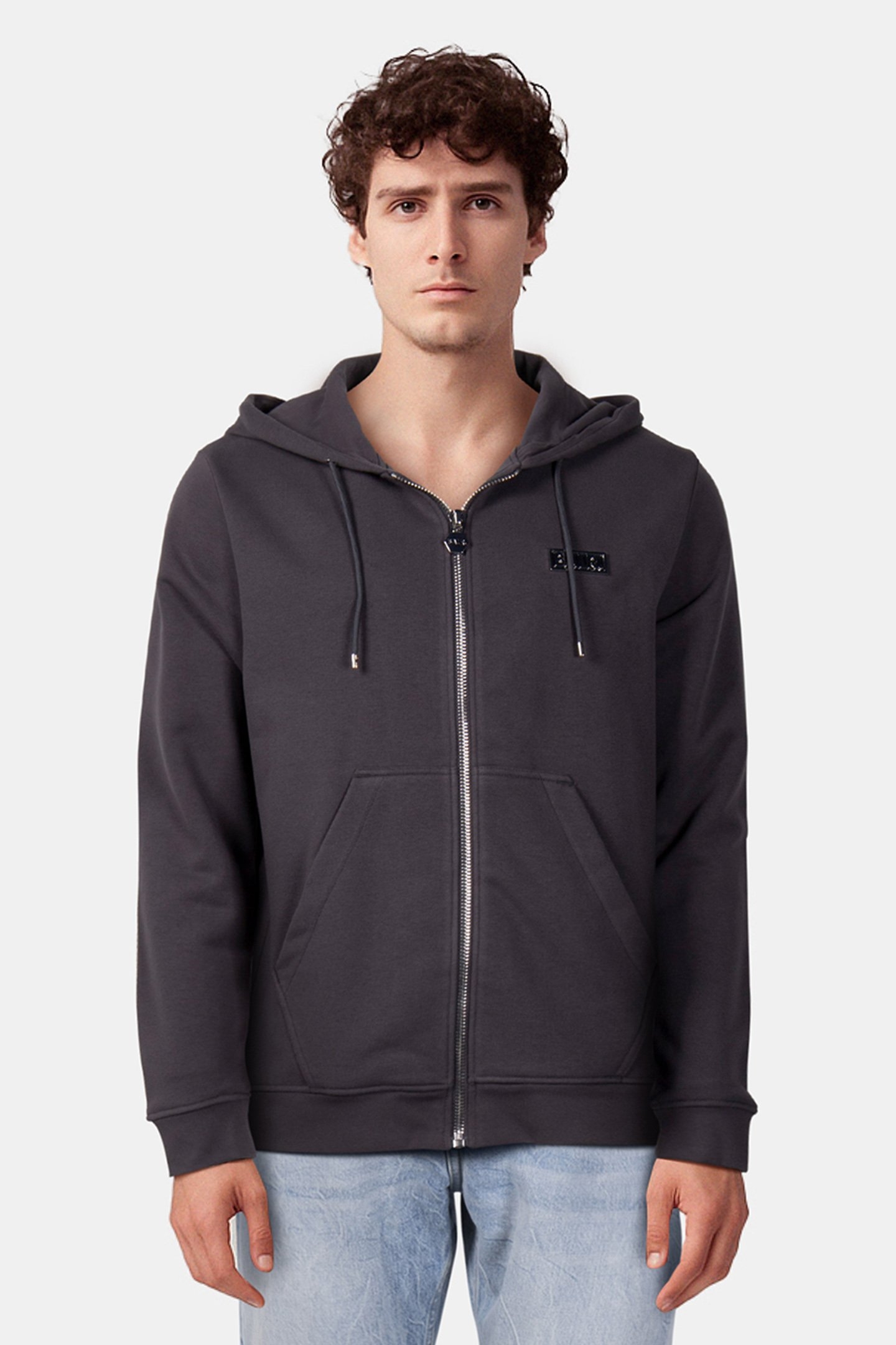 B-SERIES REGULAR FIT ZIP THROUGH HOODIE ASPHALT 1