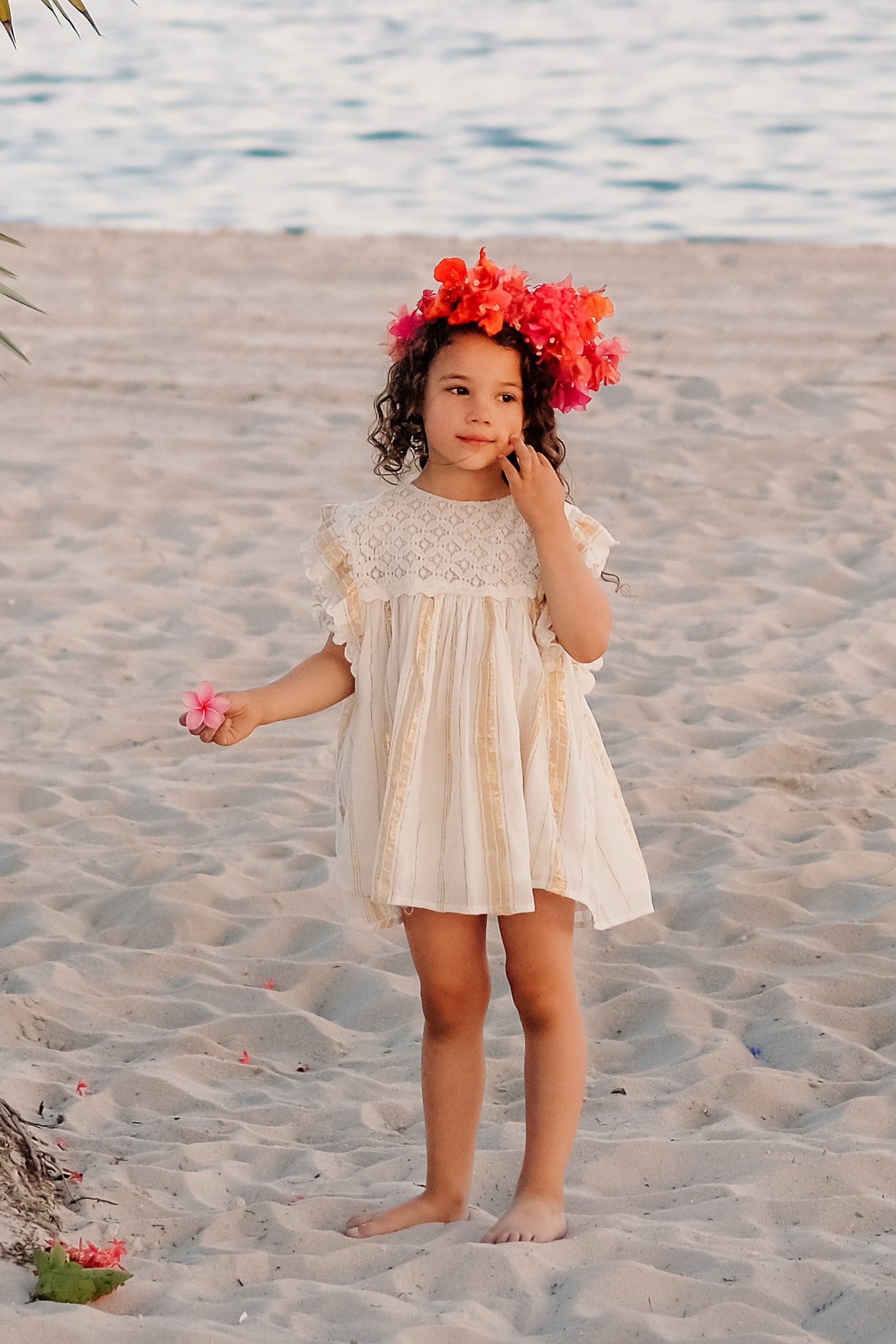 DRESS LYKA WHITE & GOLD STRIPES 2