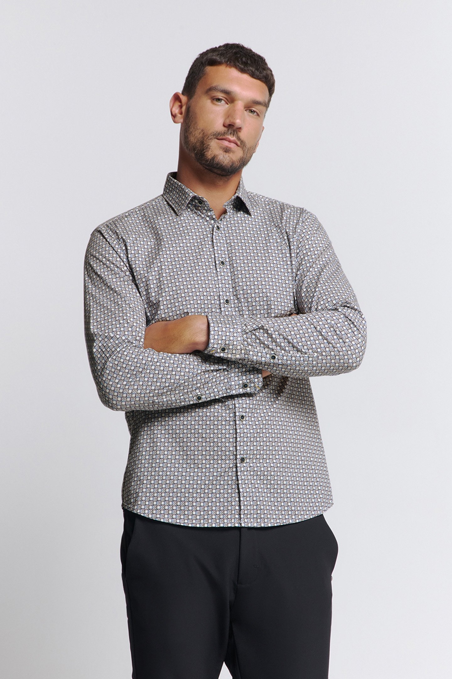 SHIRT STRETCH ALLOVER PRINTED BLUEBERRY 1