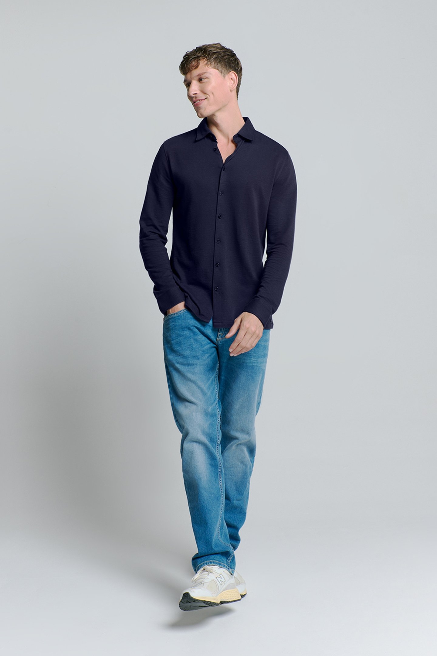 SHIRT JERSEY MELANGE STRETCH BLUEBERRY 3