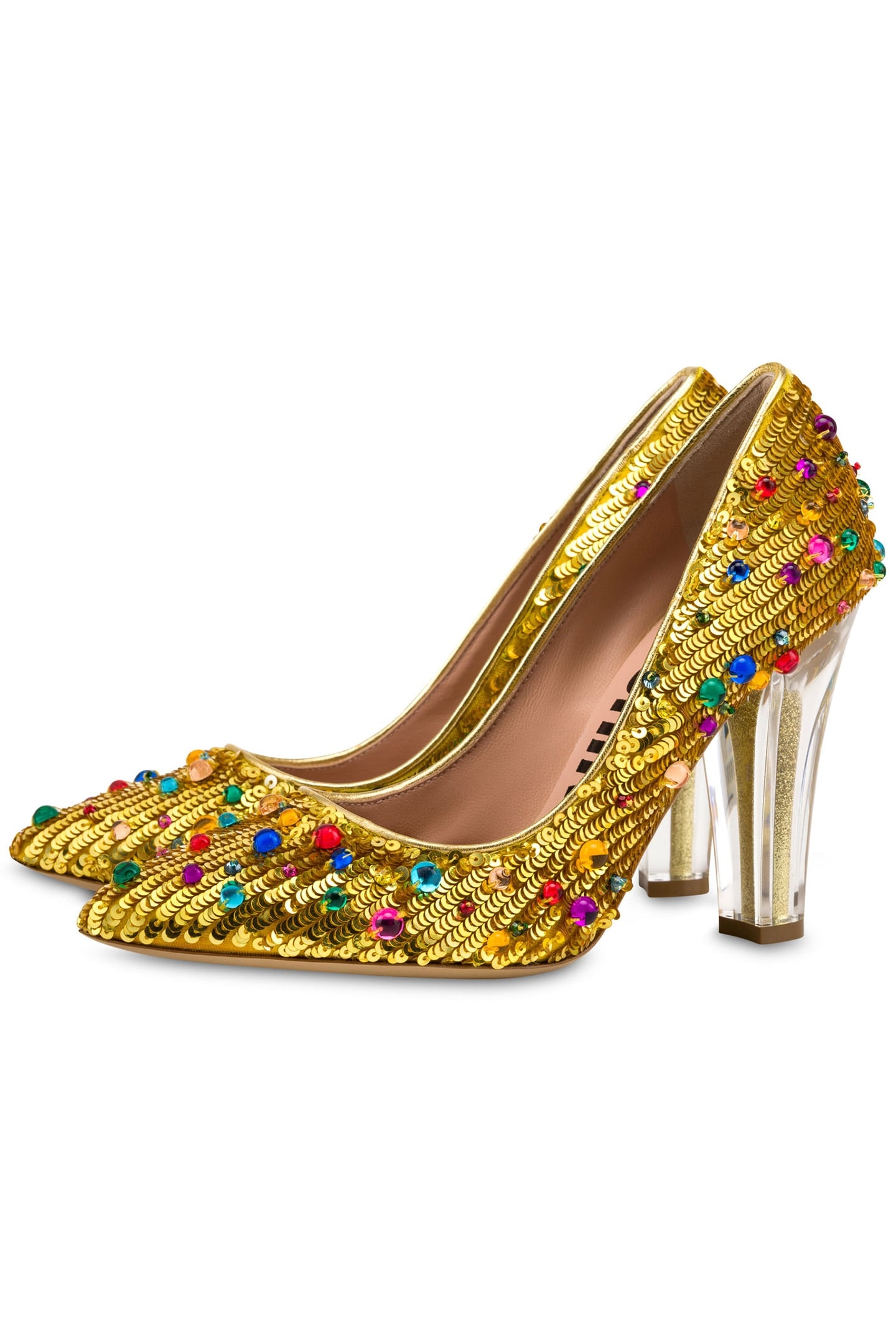 SEQUIN PUMPS WITH RHINESTONES PAILLETTES ORO 2