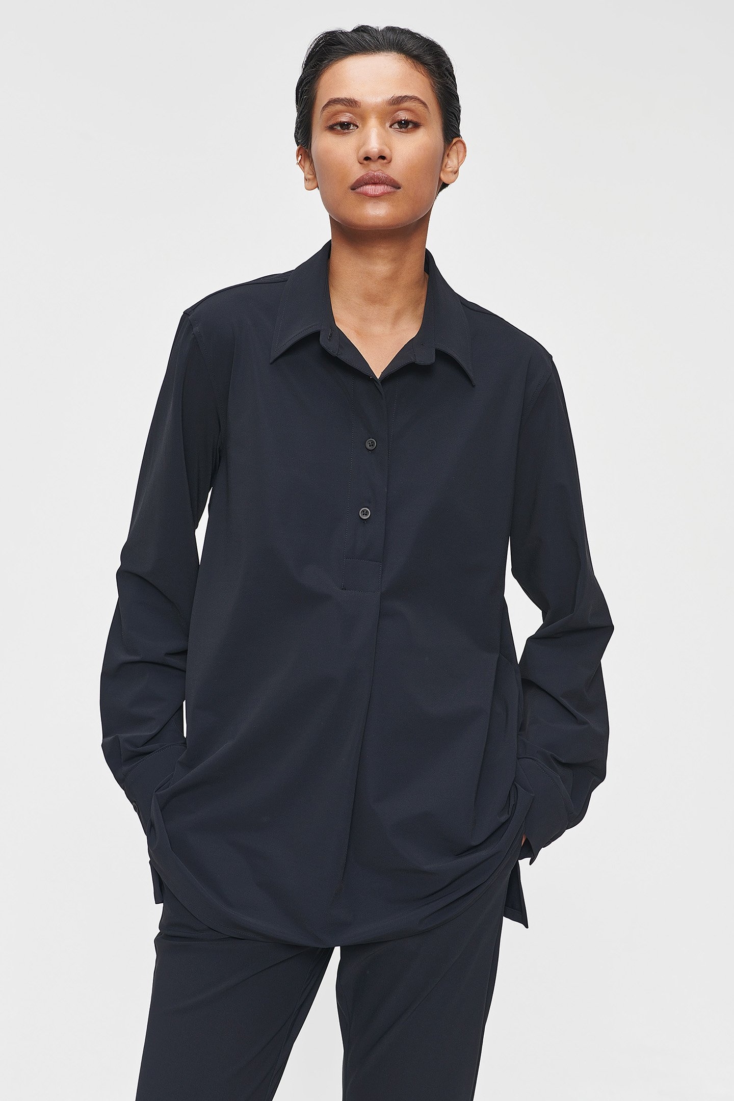 IT JERSEY TUNIC POLO TOP BLACK 1