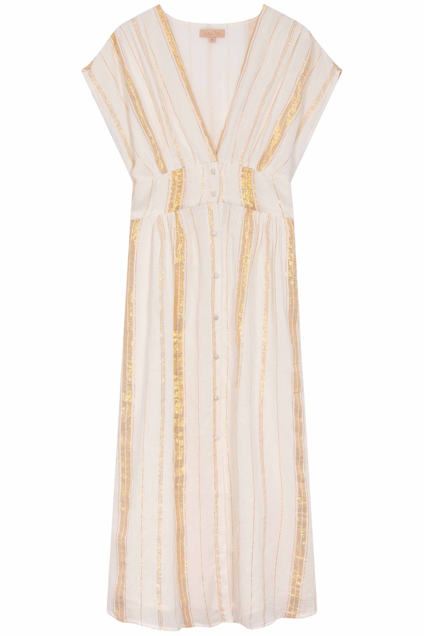 DRESS TYLIA WHITE & GOLD STRIPES 2