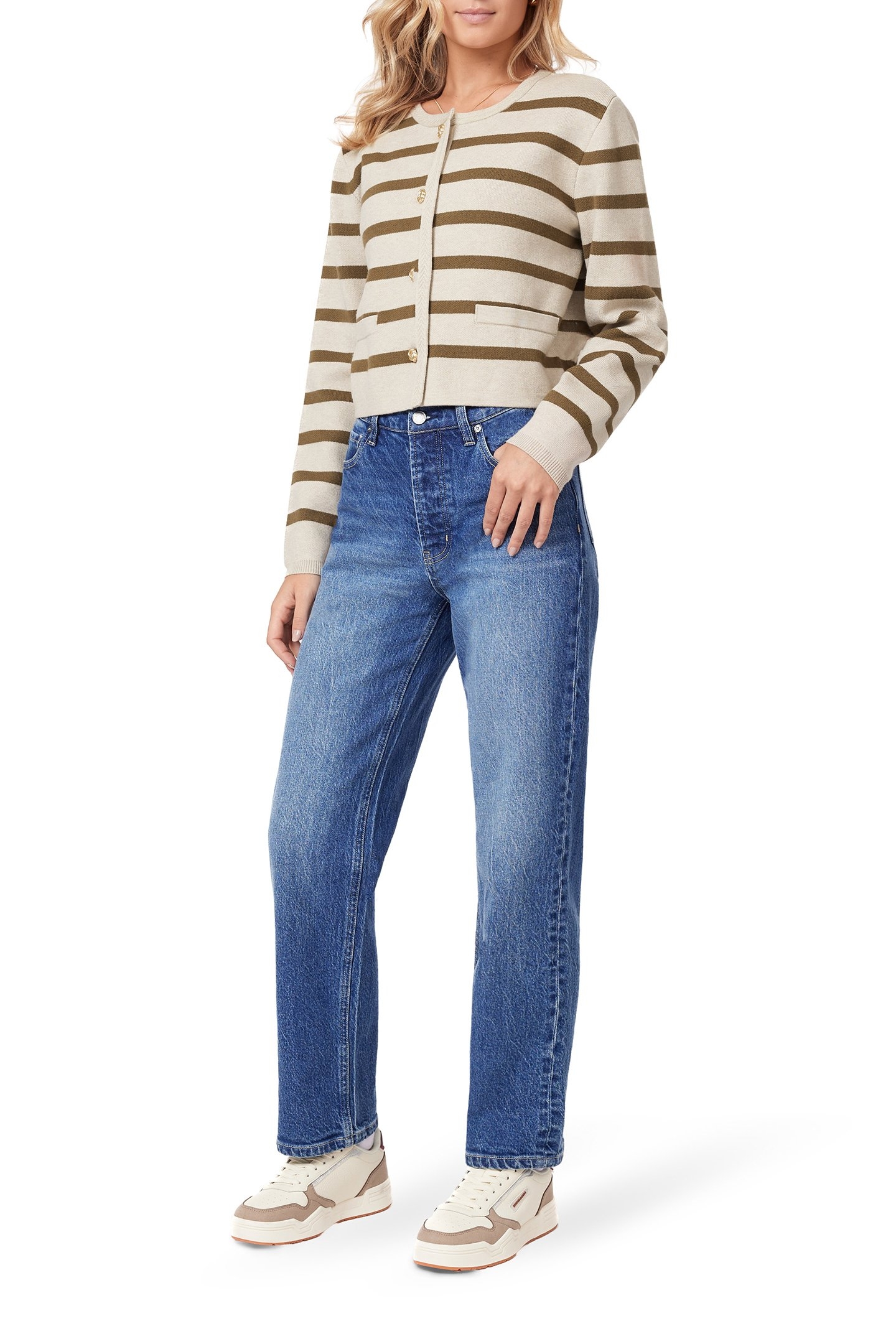 SWEATER OATMEAL HEATHER/ MILITARY OLIVE STRIPE 3