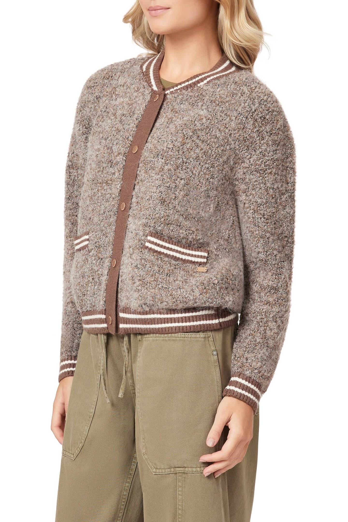 BOUCLE BOMBER JACKET MEDIUM BROWN 3