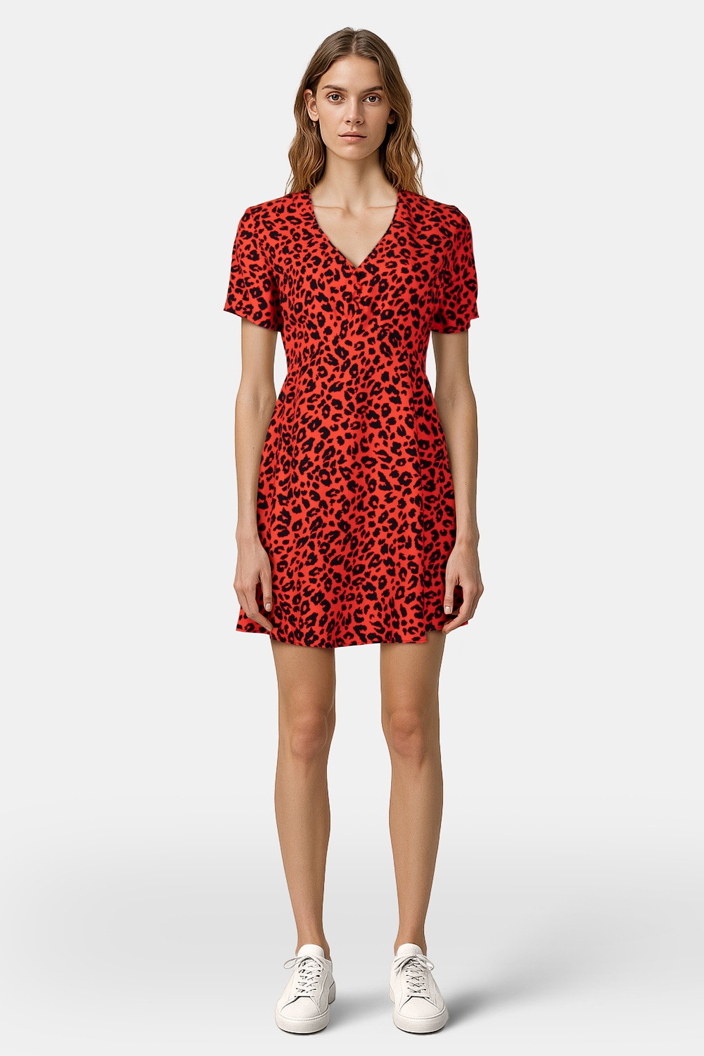 SHORT SLEEVE DRESS ORANGE-BLACK 1