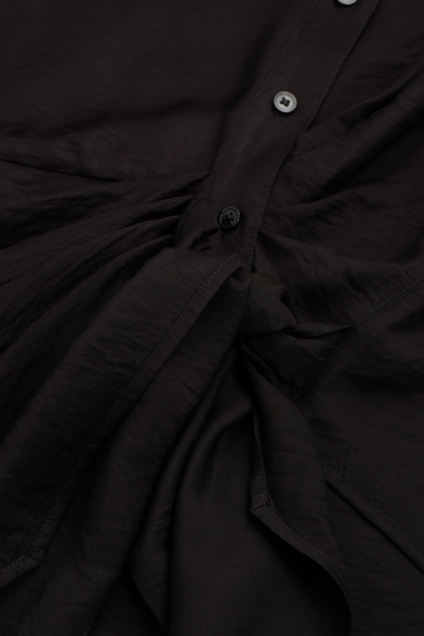 LONG-SLEEVED DRAPED KNOTTED SHIRT BLACK 4