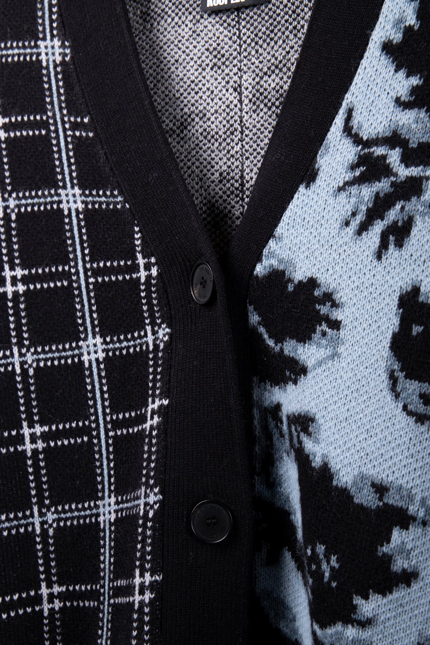 CARDIGAN PATCHWORK JACQUARD BLUE MELANGE/BLACK 4