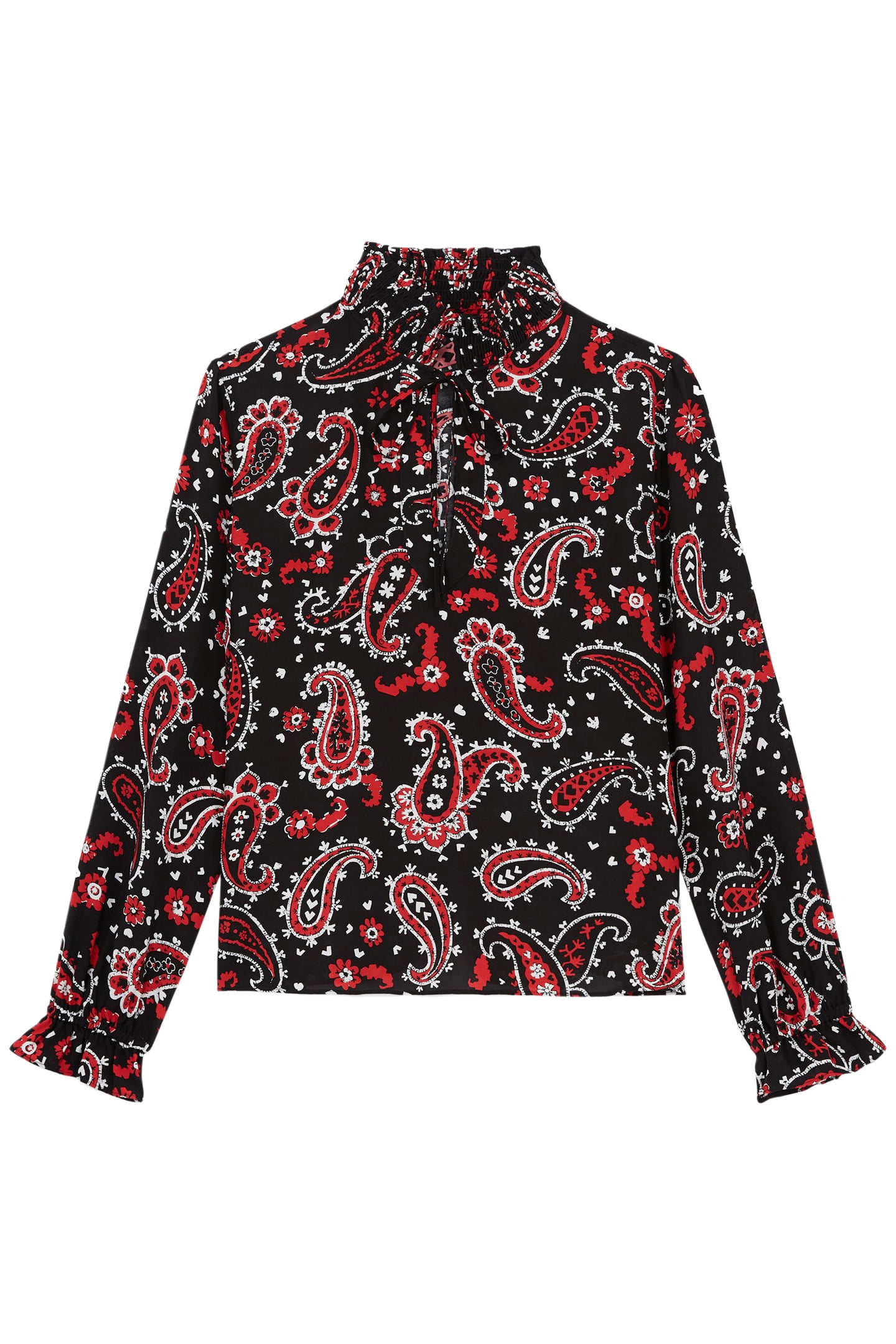 TOP EVASE A COL SMOCKE BLACK-RED 1