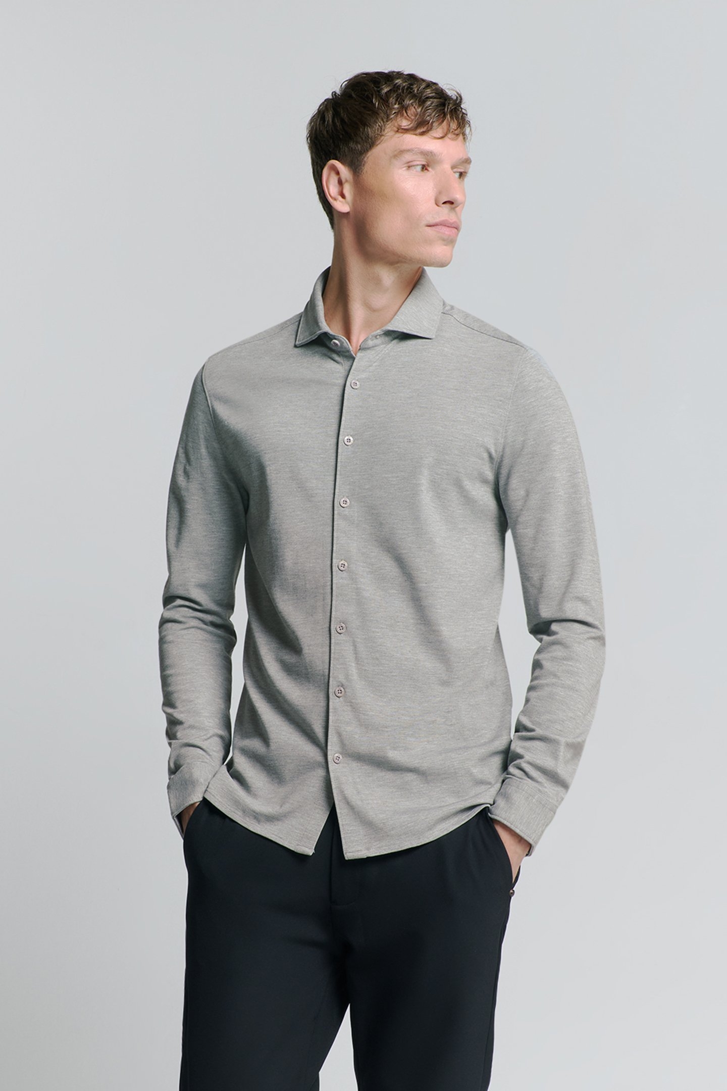 SHIRT JERSEY MELANGE STRETCH GREY MELANGE 1