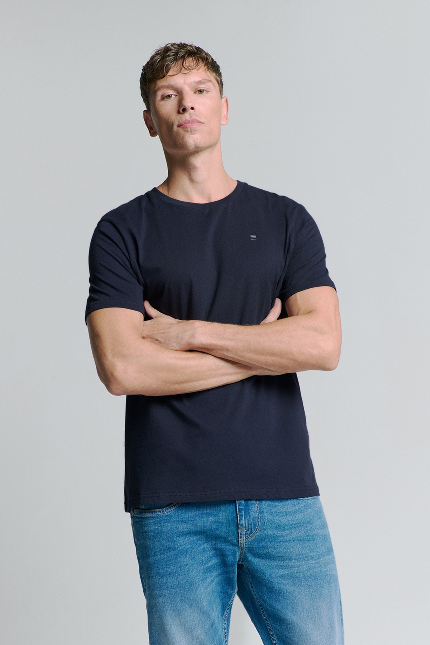 T-SHIRT CREWNECK SOLID BASIC BLUEBERRY 1